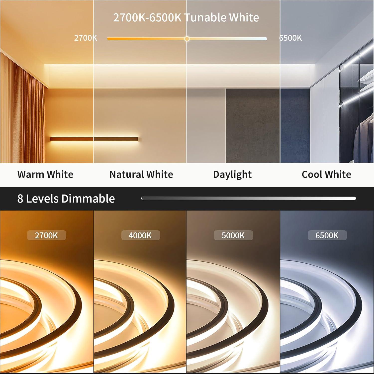 Tira LED de Neón Ustarus 20FT Blanca Ajustable 2700K-6500K