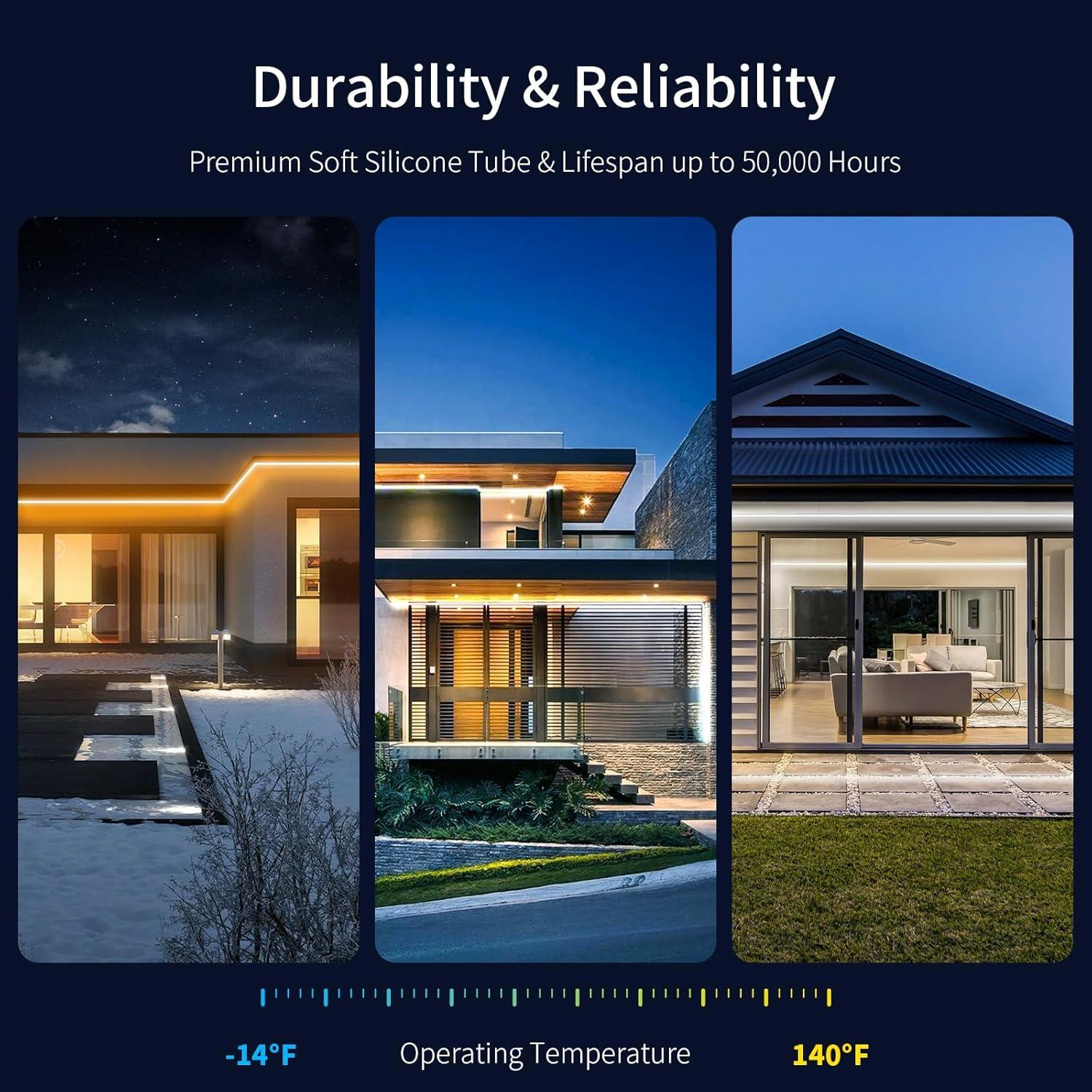 Tira LED de Neón Ustarus 20FT Blanca Ajustable 2700K-6500K