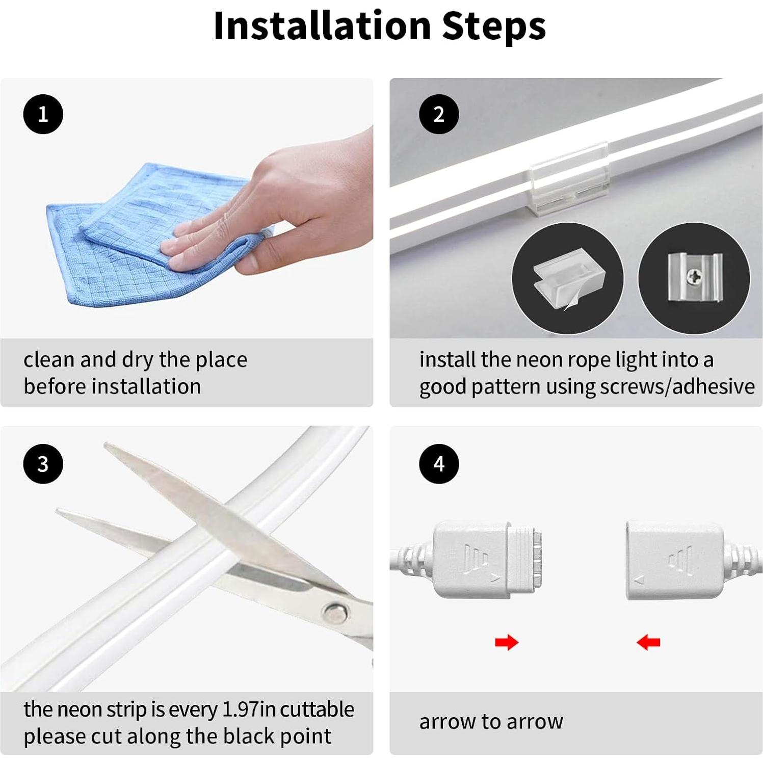 Tira LED de Neón Ustarus 20FT Blanca Ajustable 2700K-6500K