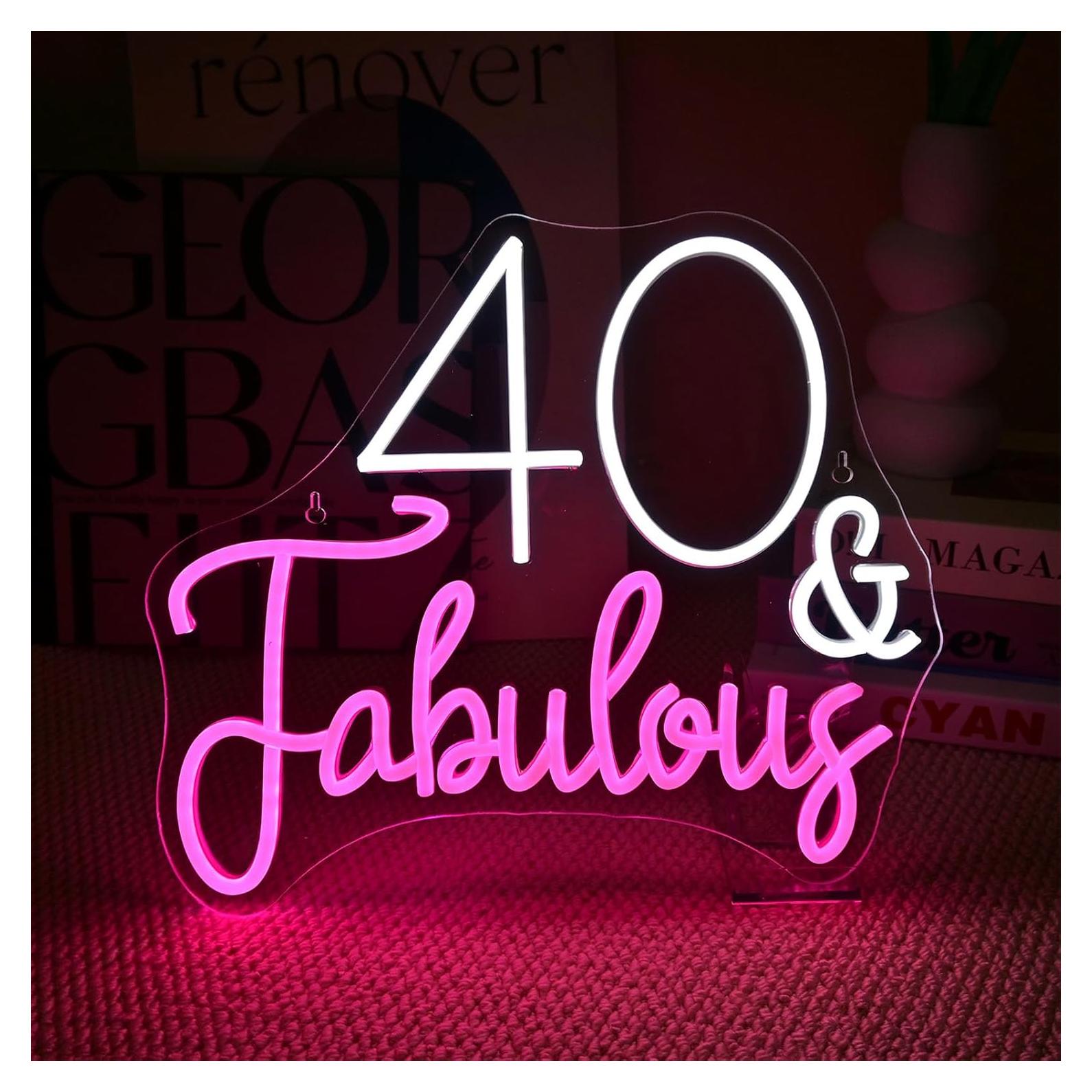 Letrero de Luz de Neón LED Cumpleaños 40 NXYX Decoración