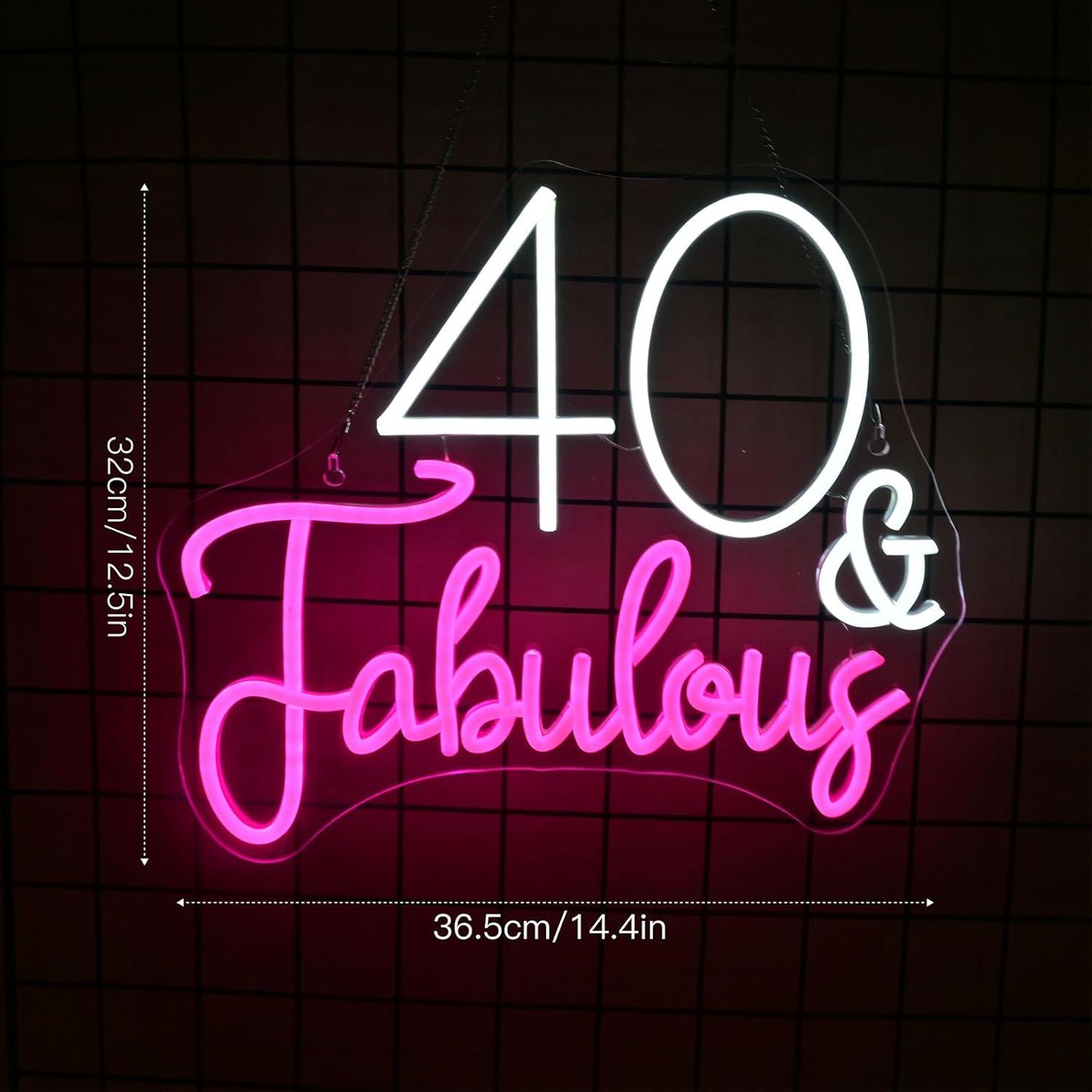 Letrero de Luz de Neón LED Cumpleaños 40 NXYX Decoración