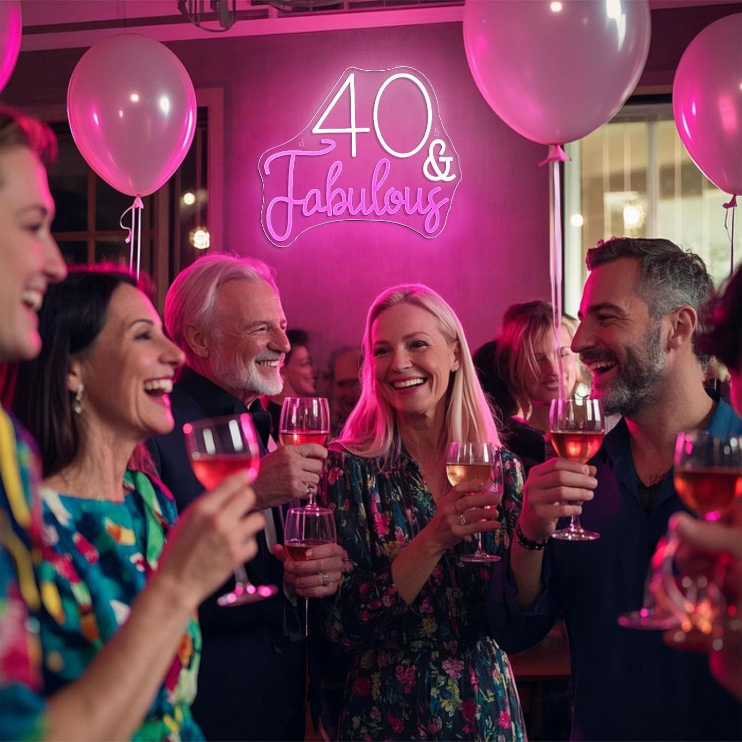 Letrero de Luz de Neón LED Cumpleaños 40 NXYX Decoración