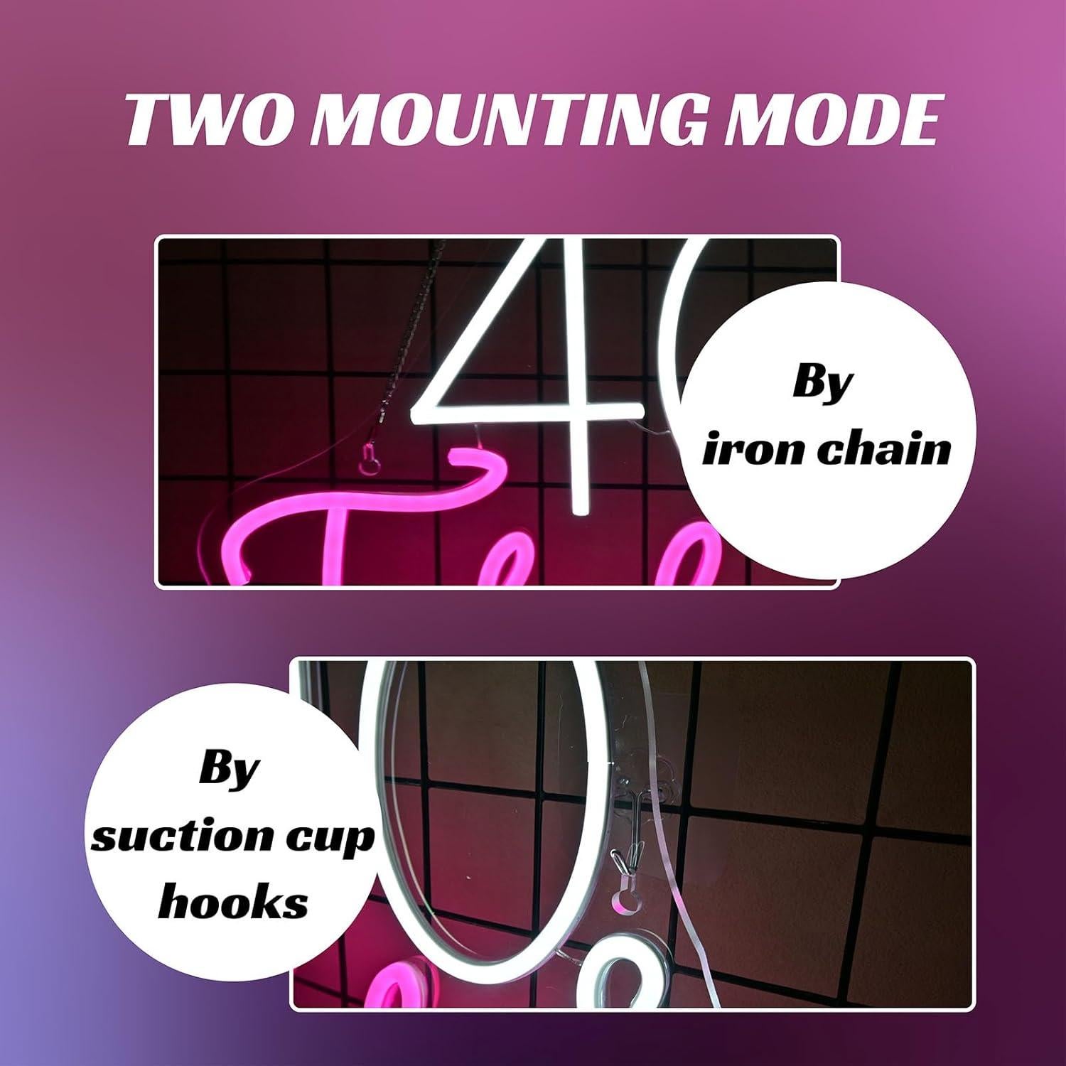 Letrero de Luz de Neón LED Cumpleaños 40 NXYX Decoración