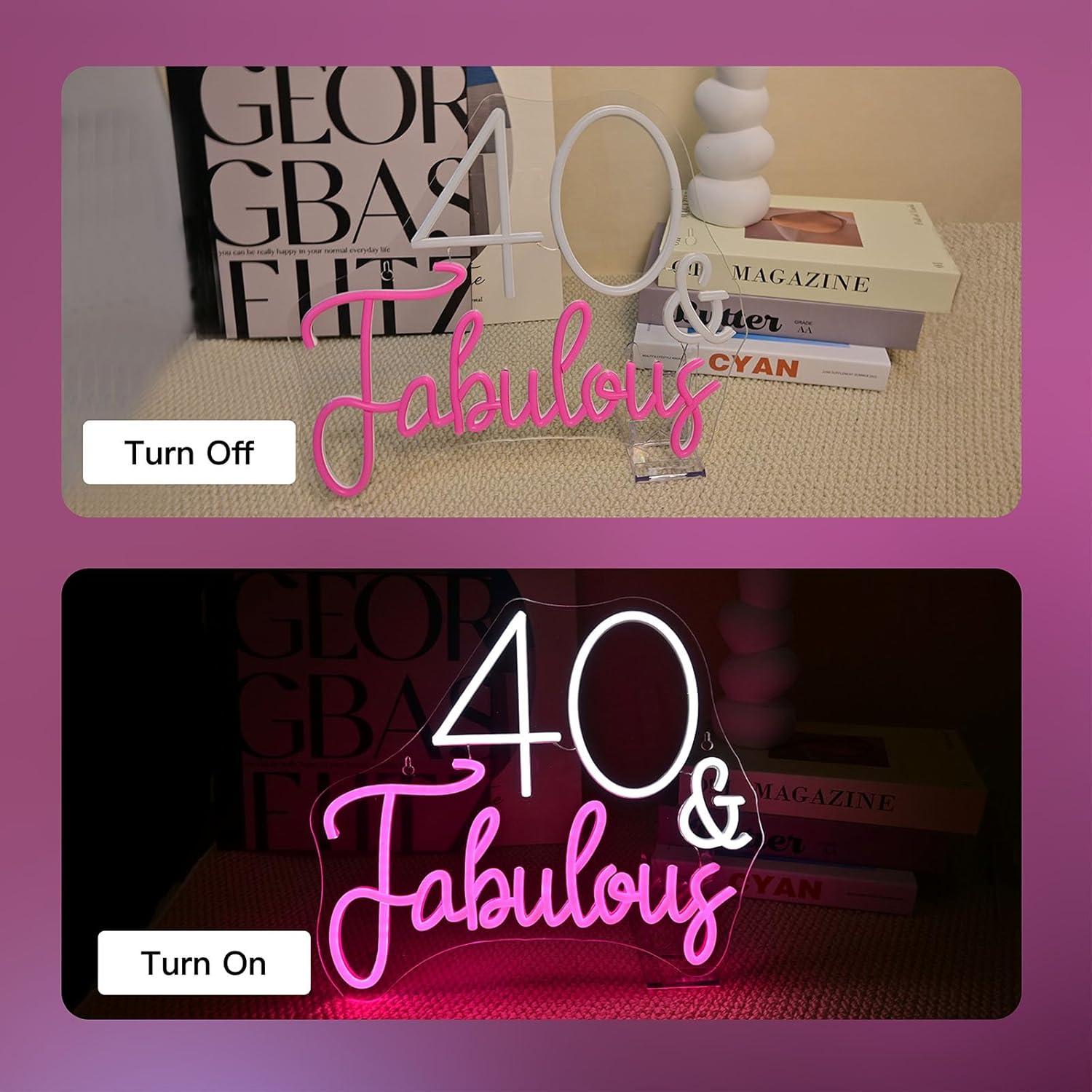 Letrero de Luz de Neón LED Cumpleaños 40 NXYX Decoración