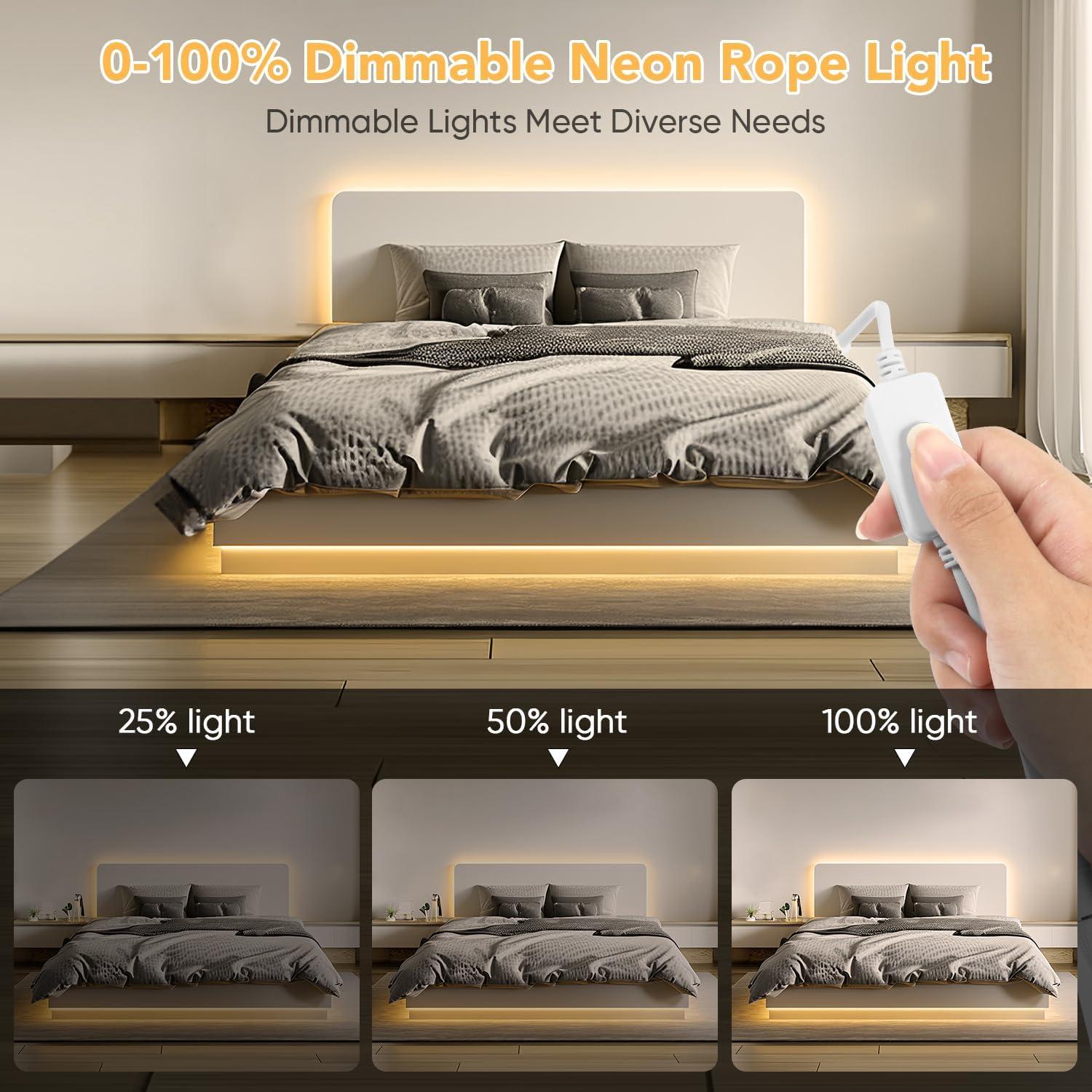 Tira LED Neón Regulable 12V 5m Blanco Cálido Meijiajia