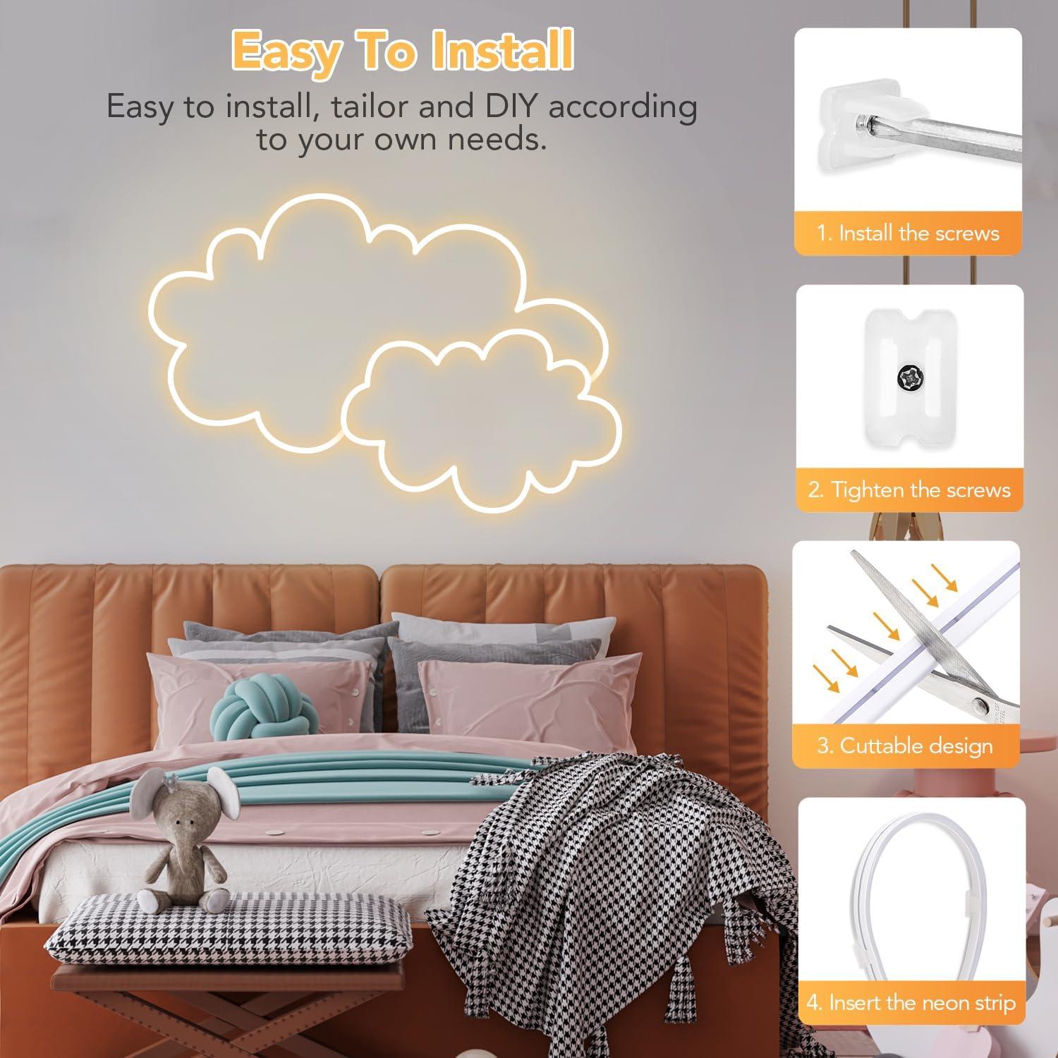 Tira LED Neón Regulable 12V 5m Blanco Cálido Meijiajia