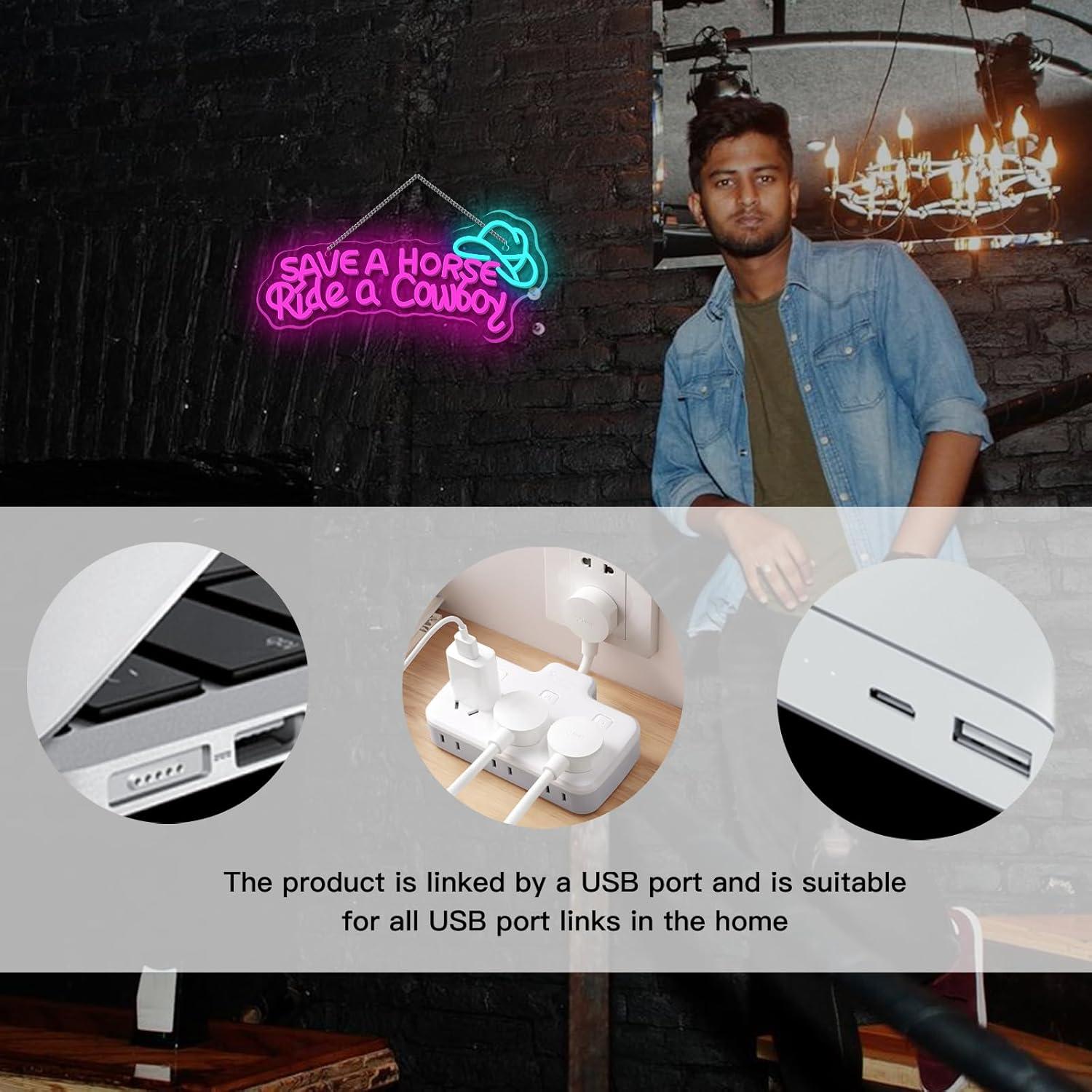 Señal de Neón WLHOPE Salva un Caballo 42x18.5cm USB