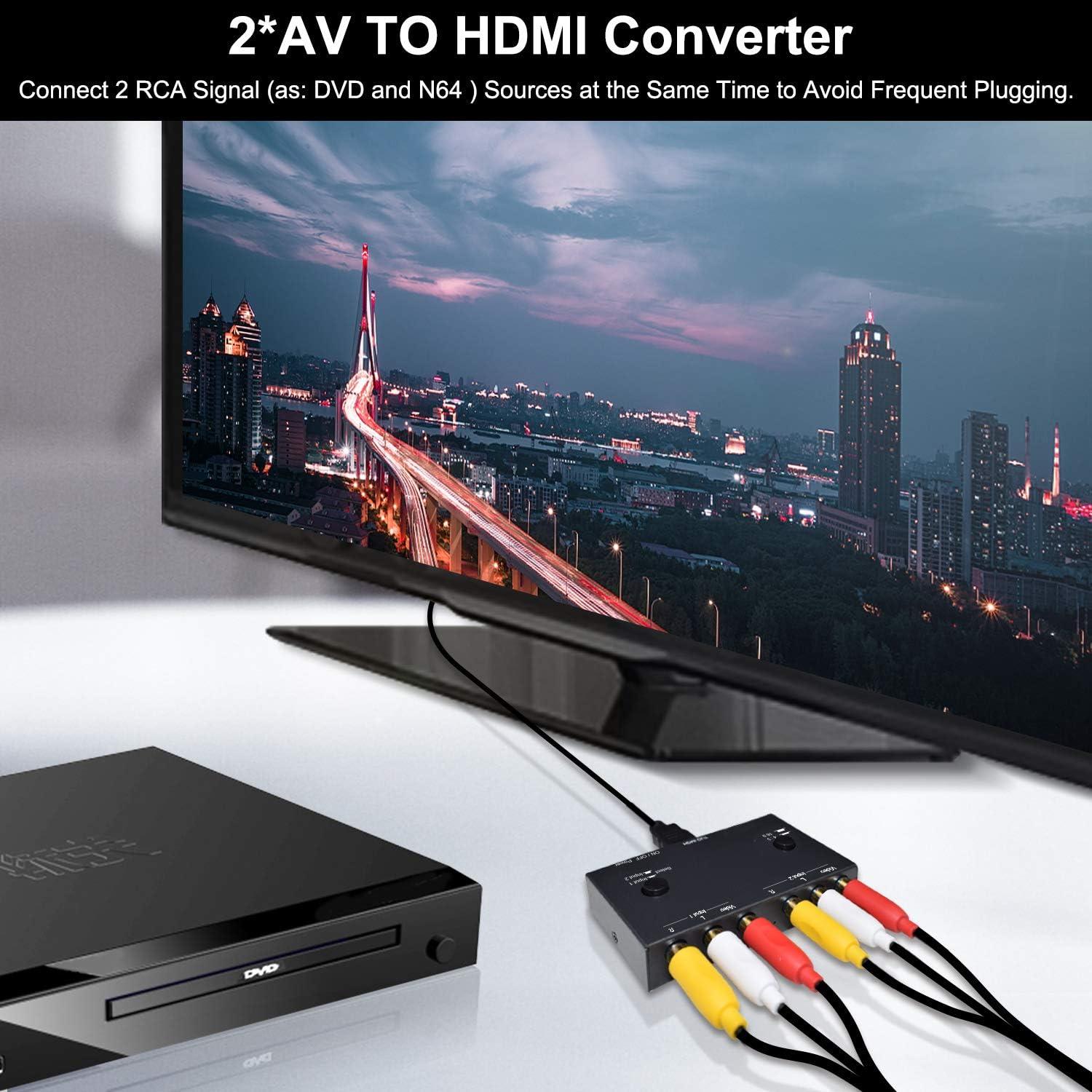 Convertidor RCA a HDMI 1080p Laboen 2 Vías AV Plug and Play