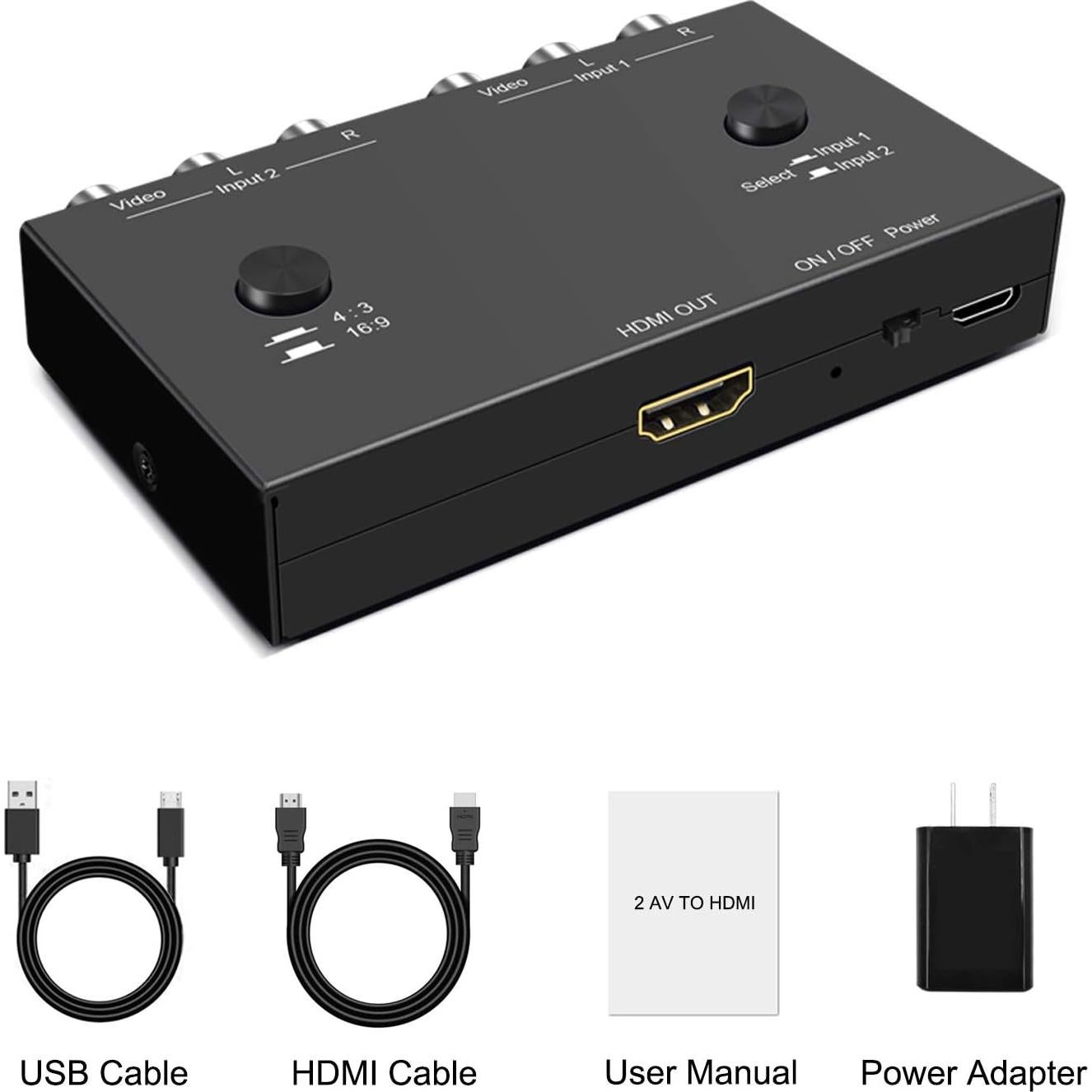 Convertidor RCA a HDMI 1080p Laboen 2 Vías AV Plug and Play