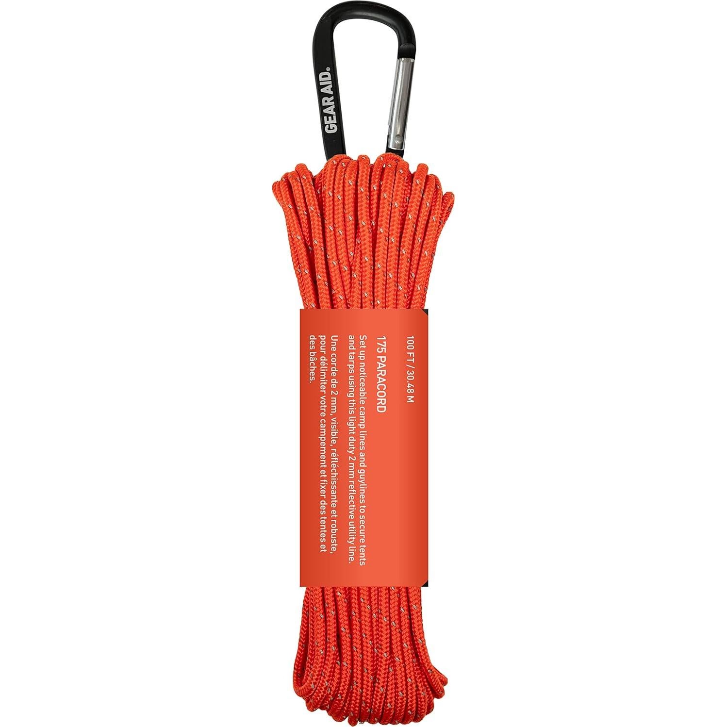 Paracord GEAR AID 175 Naranja Reflectante 30.48 m Nylon