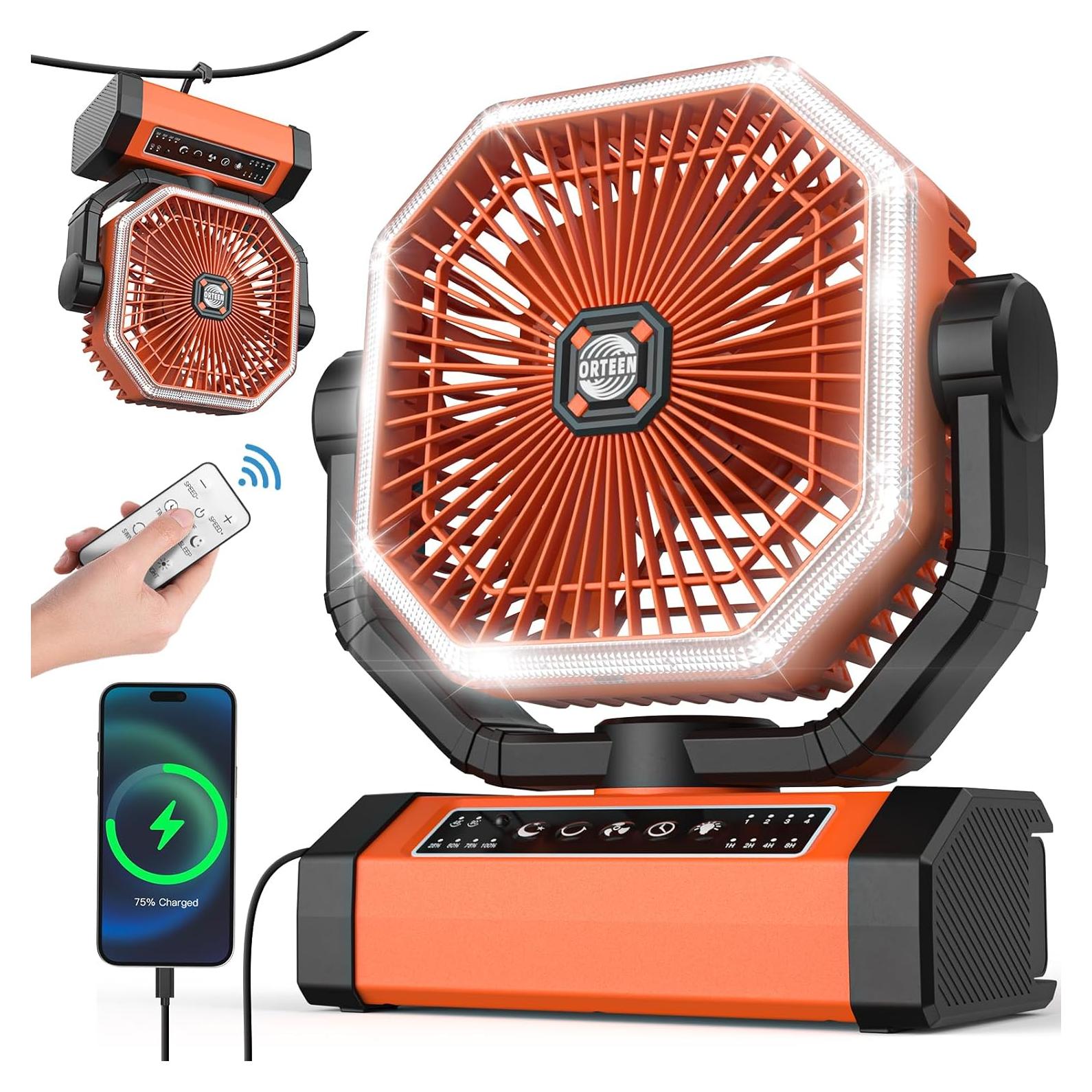 Ventilador Portátil Recargable Orteen 9" 10000mAh Oscilante