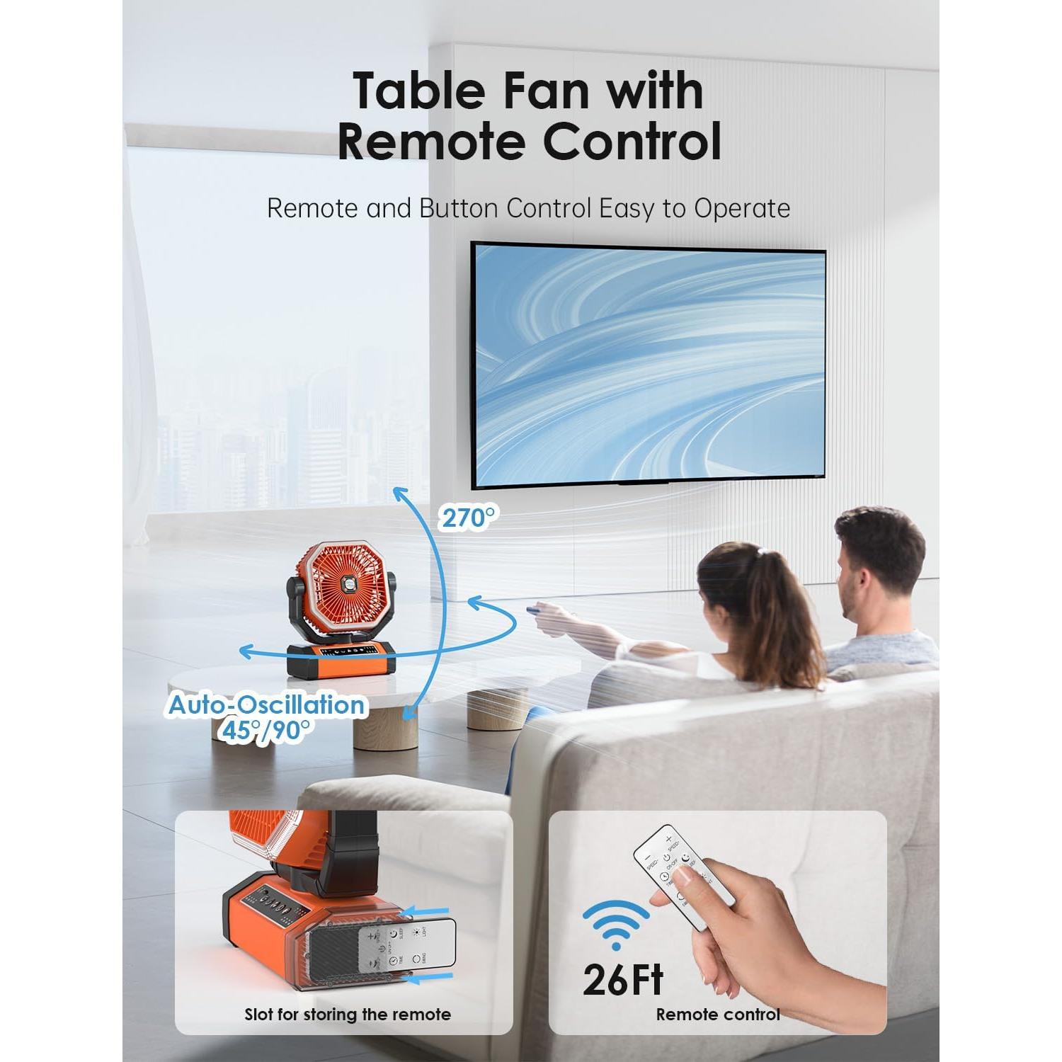 Ventilador Portátil Recargable Orteen 9" 10000mAh Oscilante