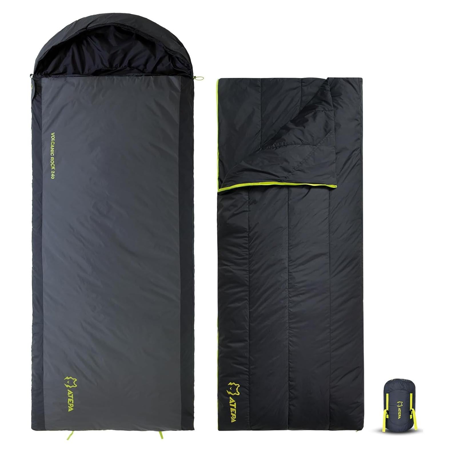 ATEPA Sleeping Bag for Adults, 3 Season Cold Weather & Warm Weather Compact Waterproof Sleeping Bag with Compression Sack for Camping Backpacking Hiking