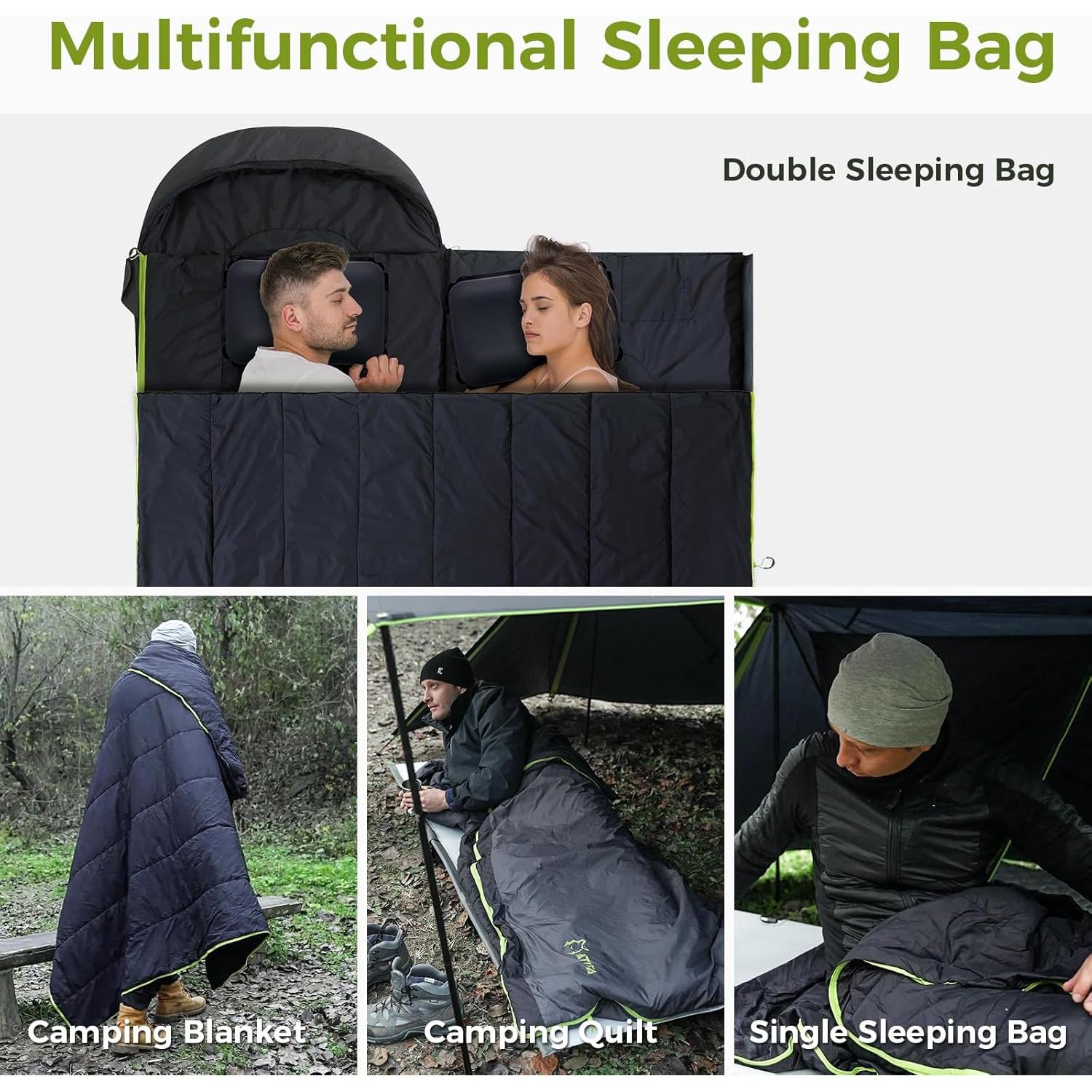 ATEPA Sleeping Bag for Adults, 3 Season Cold Weather & Warm Weather Compact Waterproof Sleeping Bag with Compression Sack for Camping Backpacking Hiking