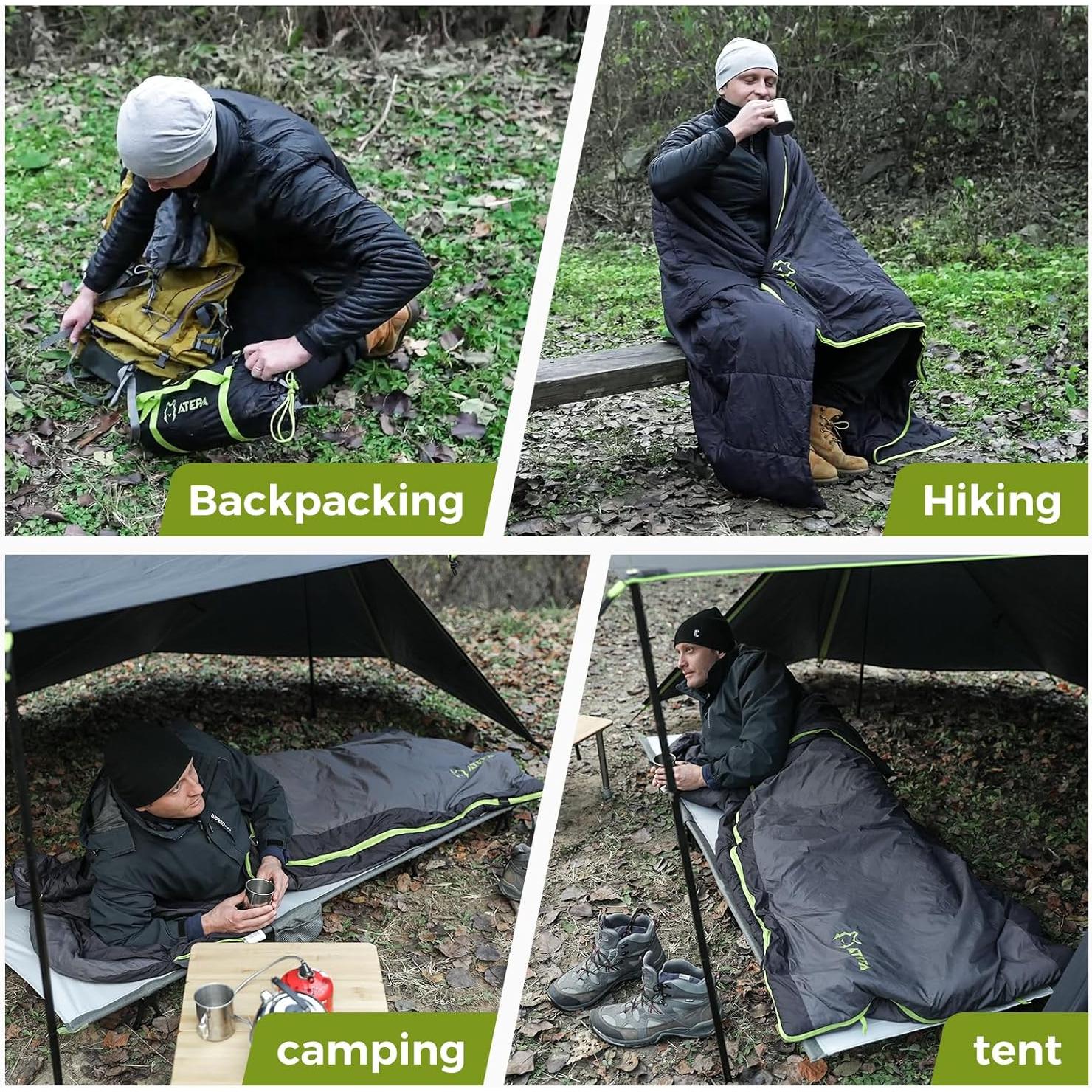ATEPA Sleeping Bag for Adults, 3 Season Cold Weather & Warm Weather Compact Waterproof Sleeping Bag with Compression Sack for Camping Backpacking Hiking