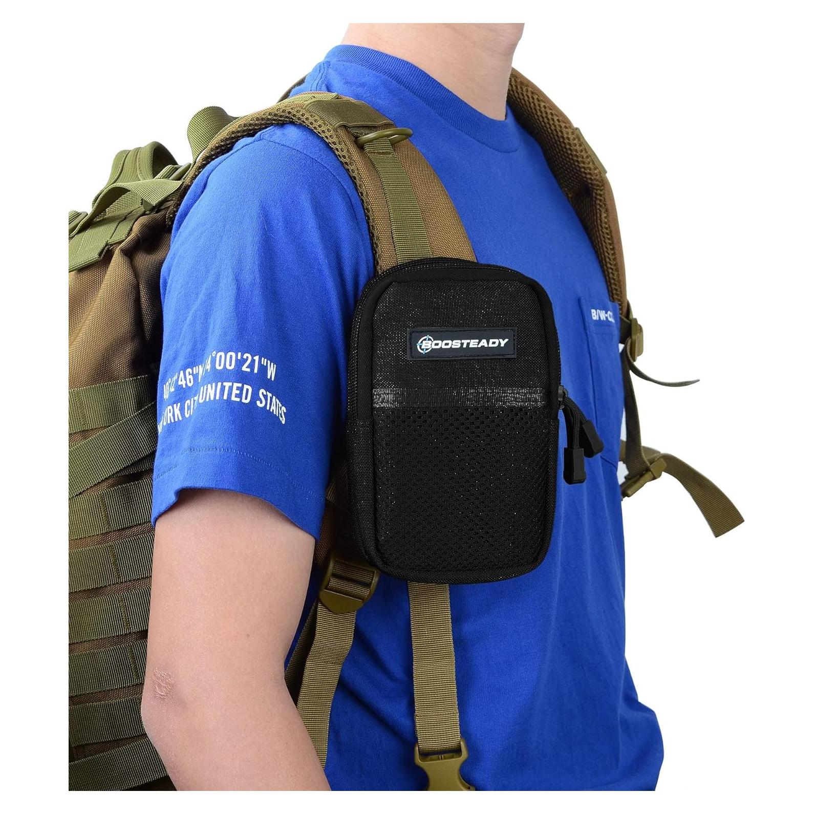 BOOSTEADY Bolsa de Correa para Mochila Negra 11.43x17.78cm