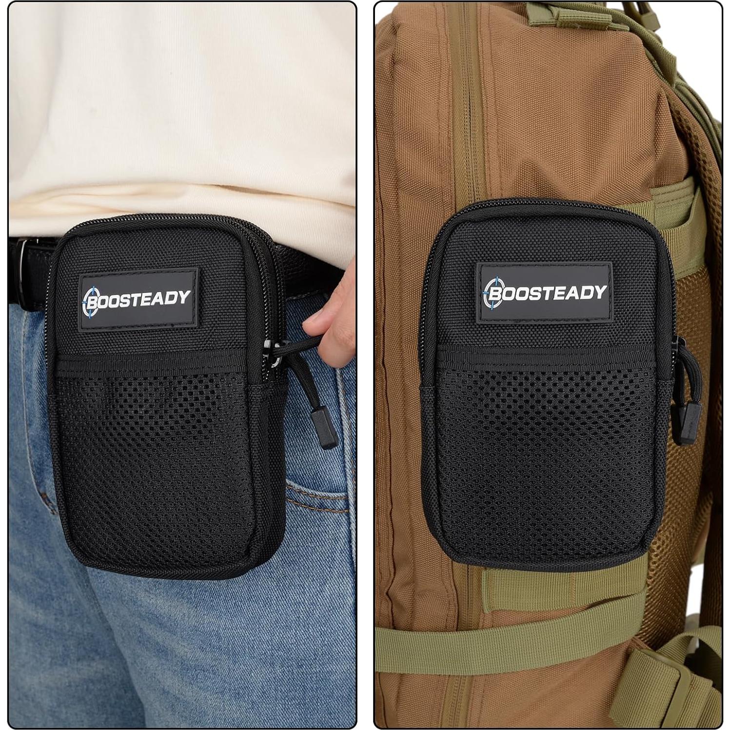 BOOSTEADY Bolsa de Correa para Mochila Negra 11.43x17.78cm