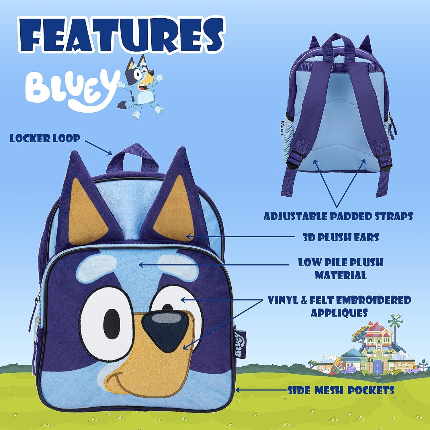 Mochila Infantil Bluey 30.48 cm con Orejas 3D y Acolchado
