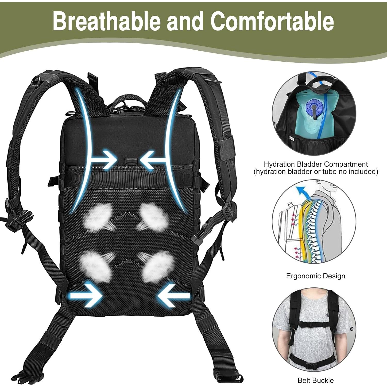 Mochila táctica WOLT 45L militar Molle negra para senderismo