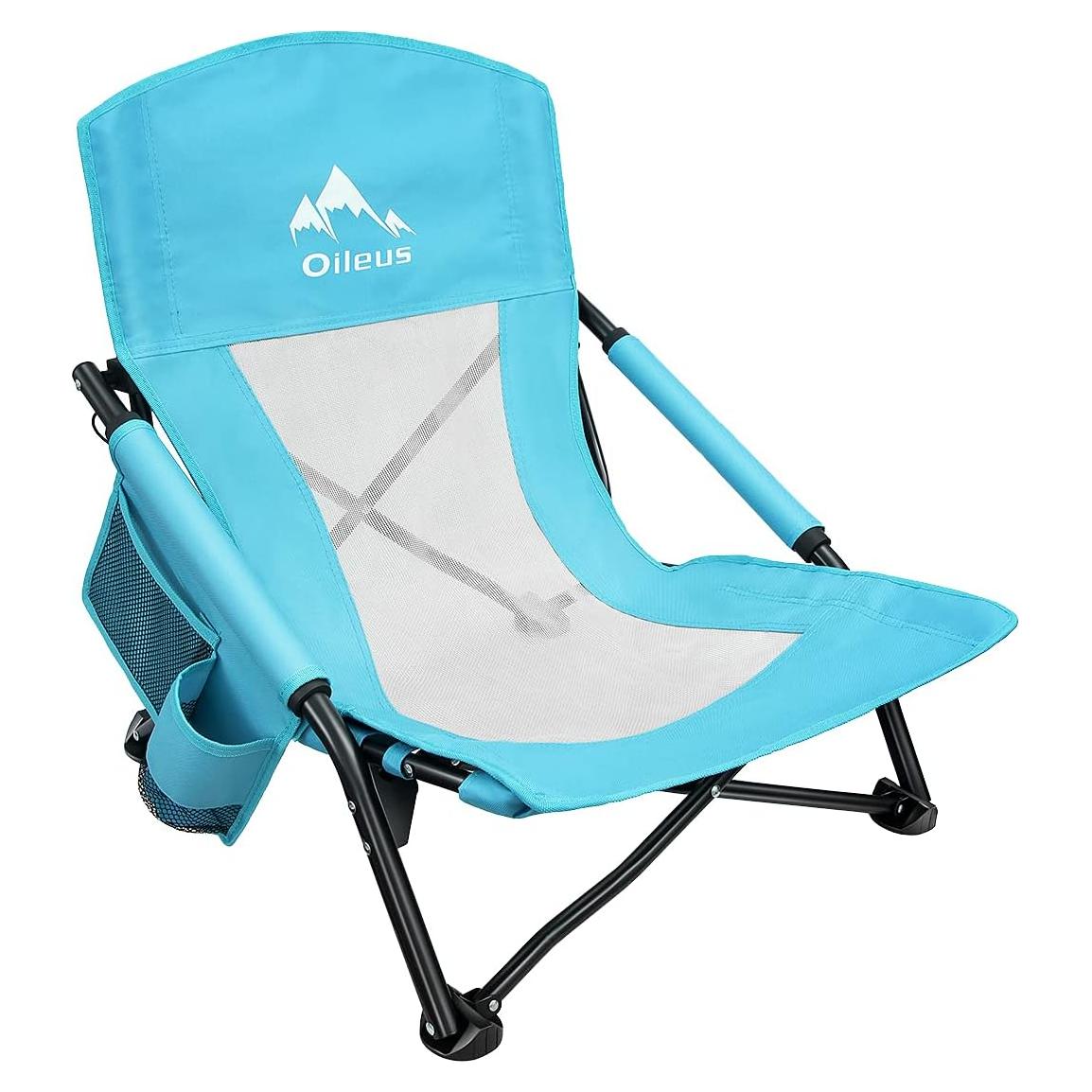Silla de Playa Plegable Oileus Azul 136 kg Respaldo Malla