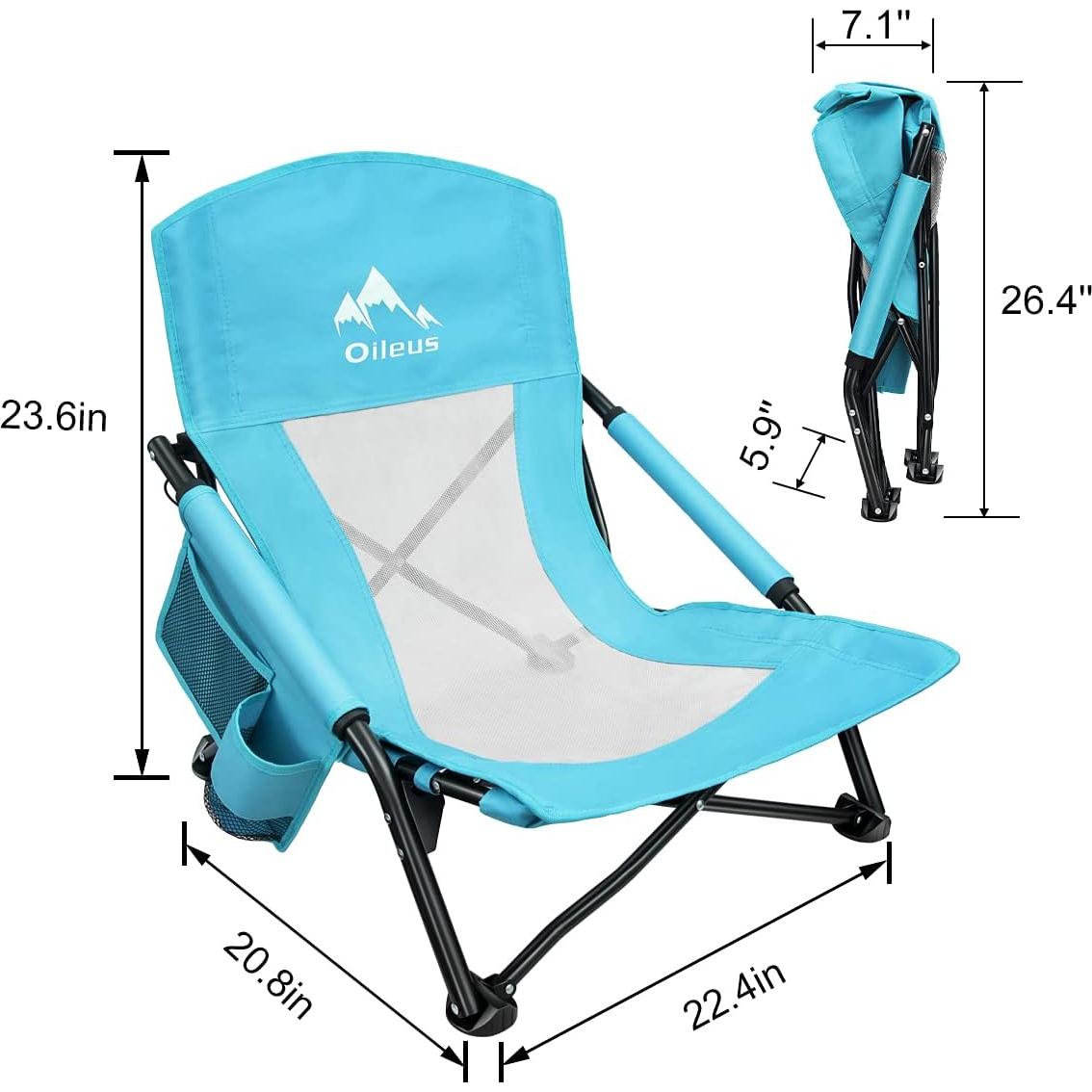 Silla de Playa Plegable Oileus Azul 136 kg Respaldo Malla