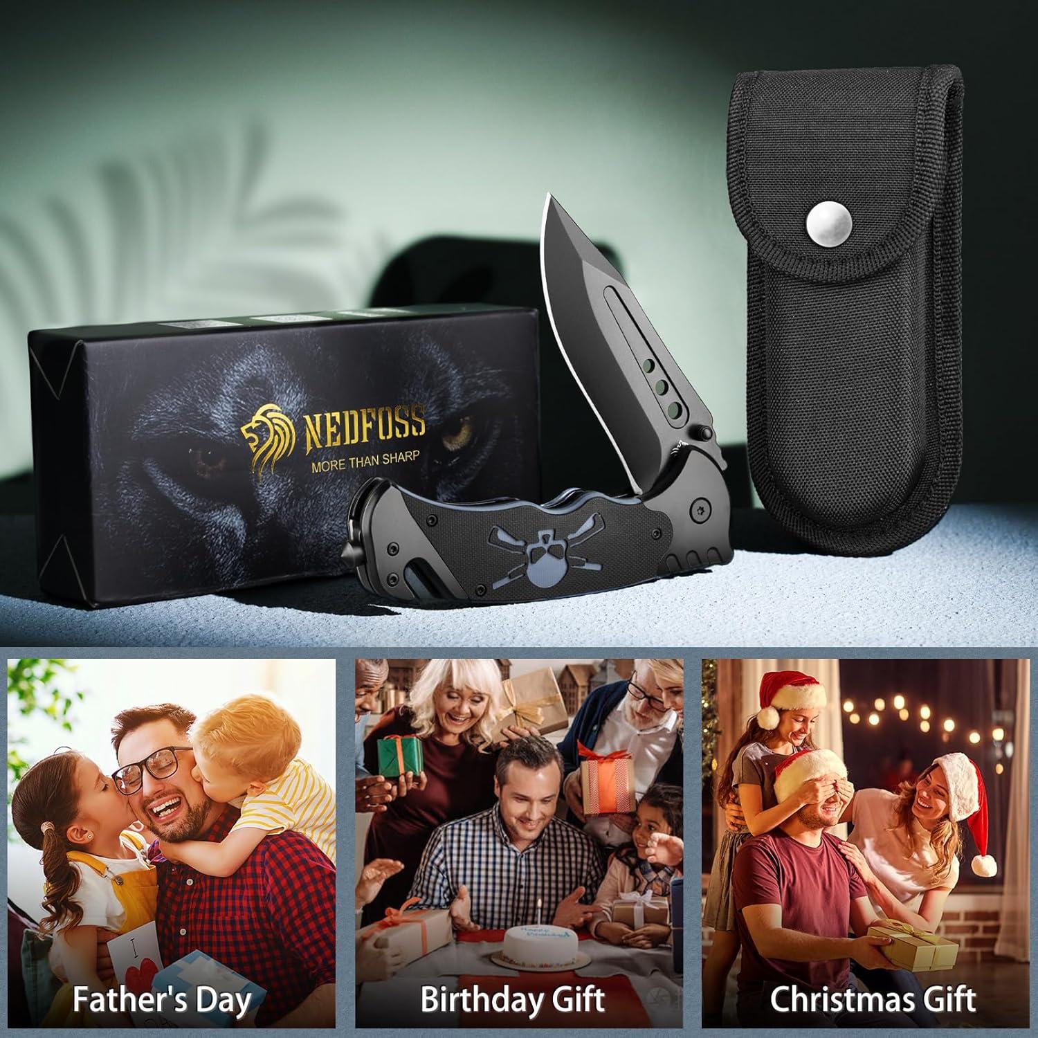 Cuchillo de Bolsillo NedFoss GRIZZLY 9.7 cm AUS-8 Táctico 3 en 1