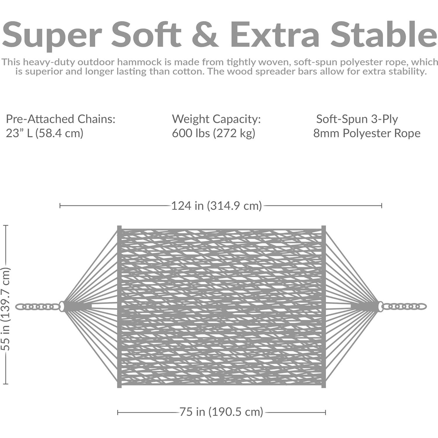 Hamaca Doble Sunnydaze de Poliester Suave Azul 272 kg