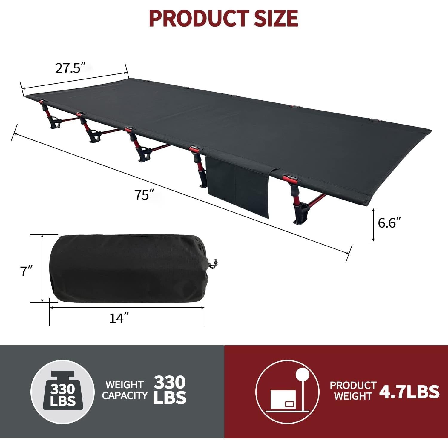 Cama Plegable Portátil Sutekus 190.5x69.85 cm Ultraligera