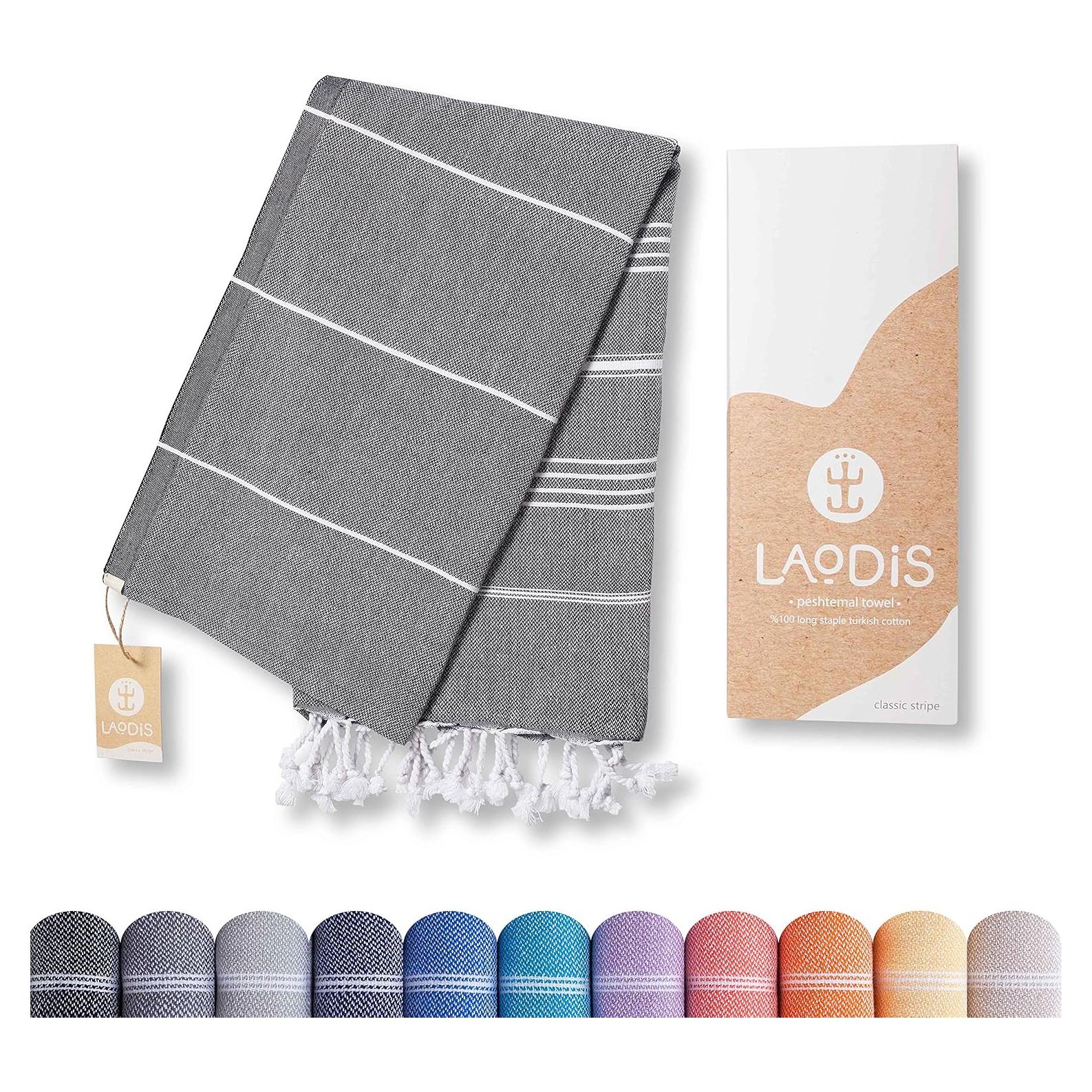 Toalla de Playa Turca Laodis 160x89 cm Secado Rápido Negra