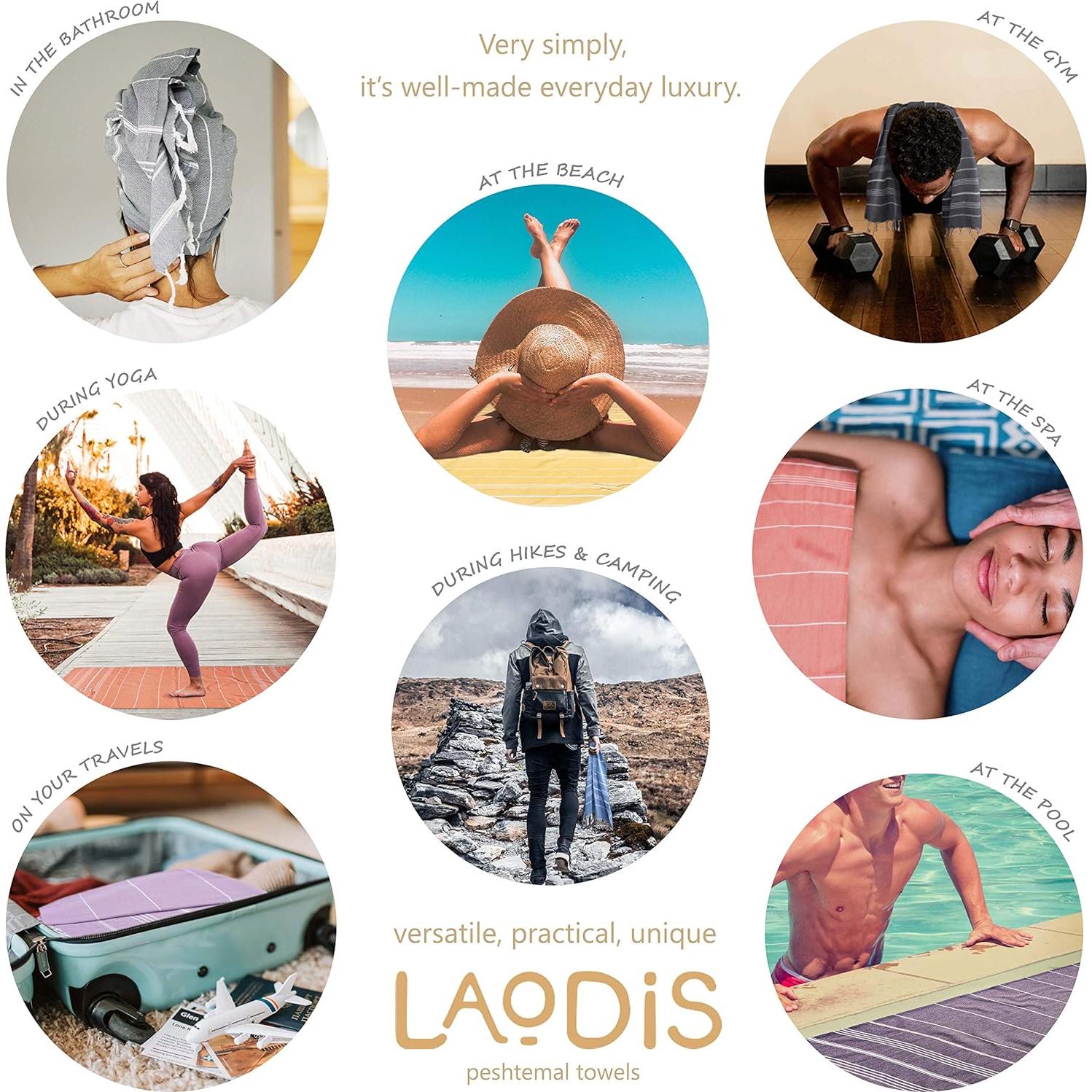 Toalla de Playa Turca Laodis 160x89 cm Secado Rápido Negra