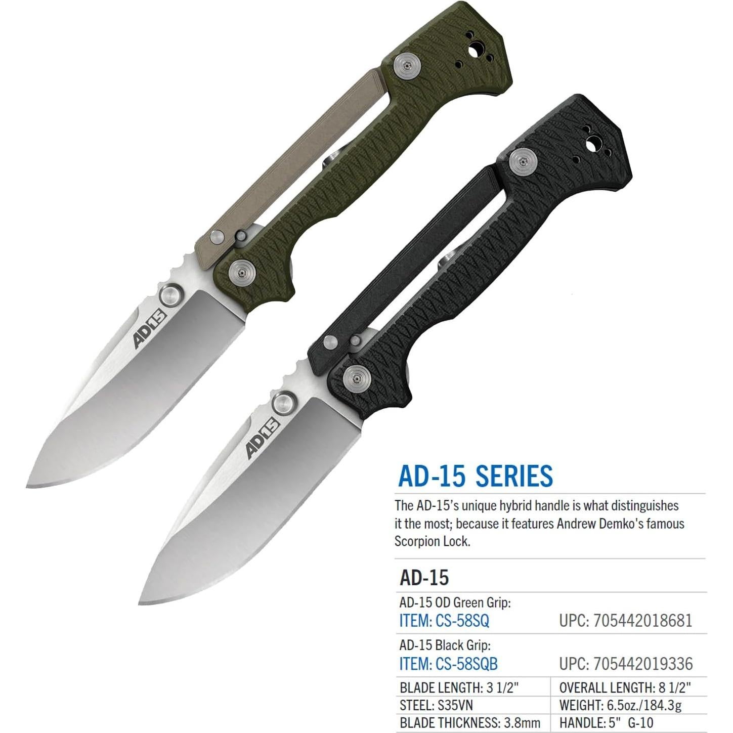 Cuchillo Plegable Táctico Cold Steel AD-15 S35VN 8.9 cm