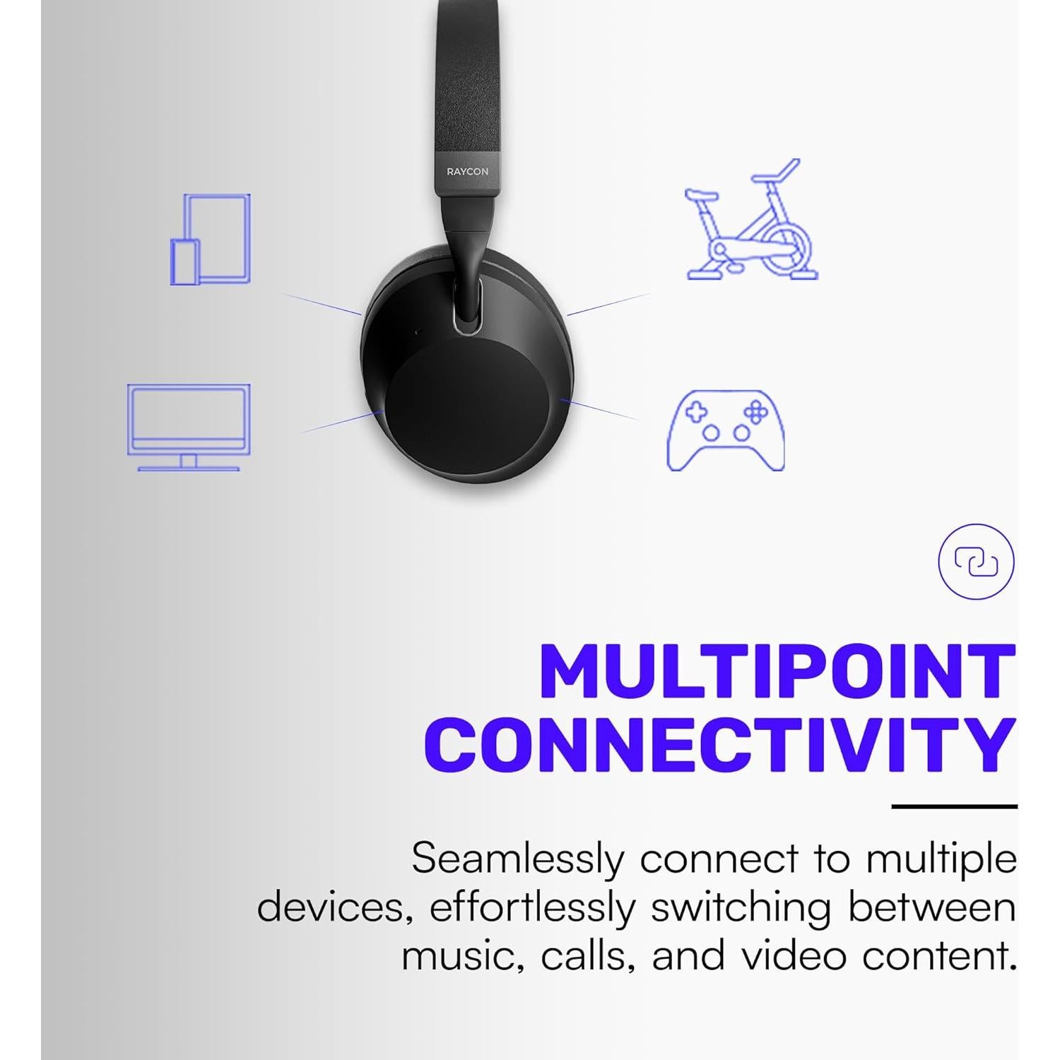 Raycon Everyday Headphones Pro with 60 Hours of Battery, 6 Microphones, Active Noise Cancellation, Awareness Mode, Multipoint Connectivity (Onyx Black)