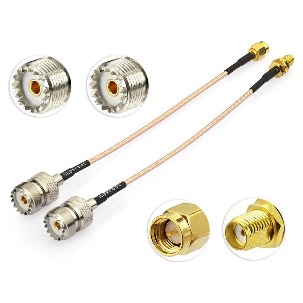 Cable adaptador coaxial Superbat UHF a SMA 15cm 2 unidades