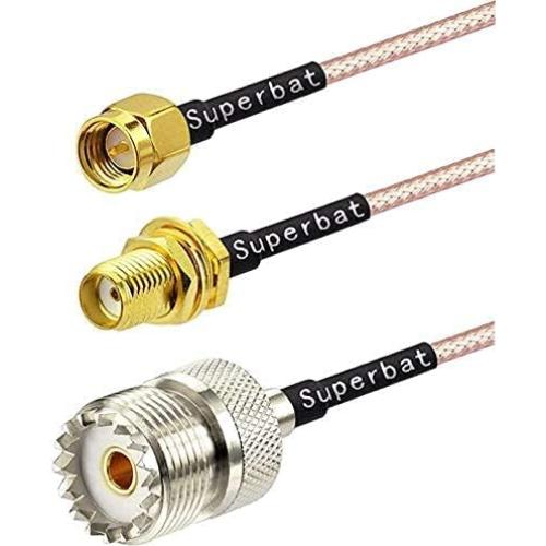 Cable adaptador coaxial Superbat UHF a SMA 15cm 2 unidades