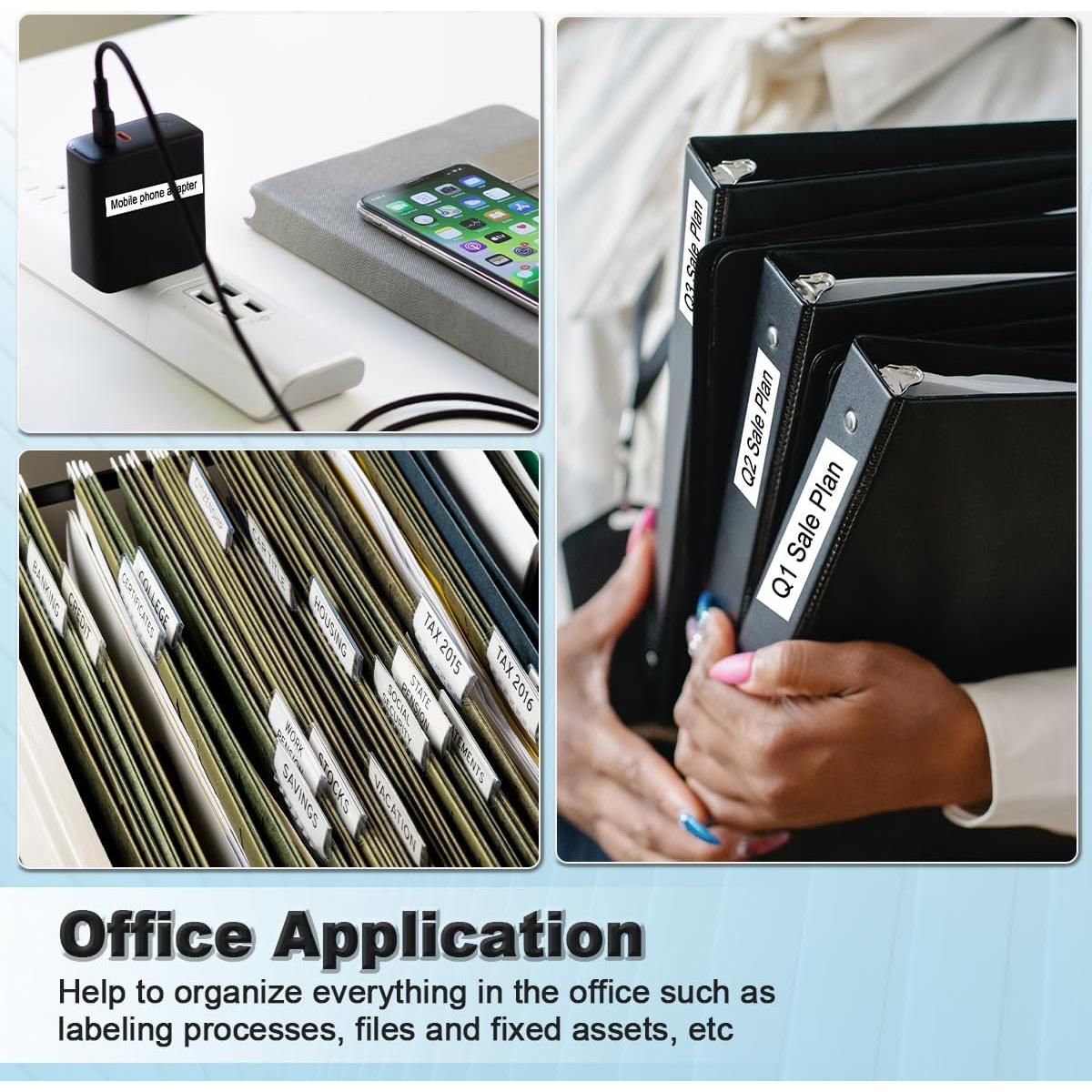 Cinta de Etiqueta Labelife M-K231 12mm Negro sobre Blanco - 6 Paquete