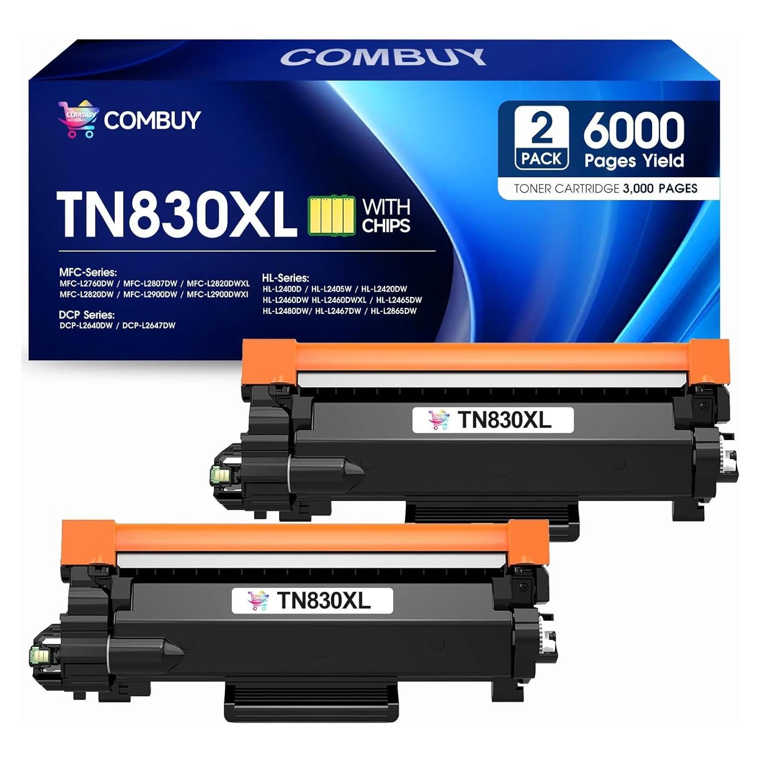 Cartucho de Tóner COMBUY TN830XL Negro - 2 Unidades - Alto Rendimiento