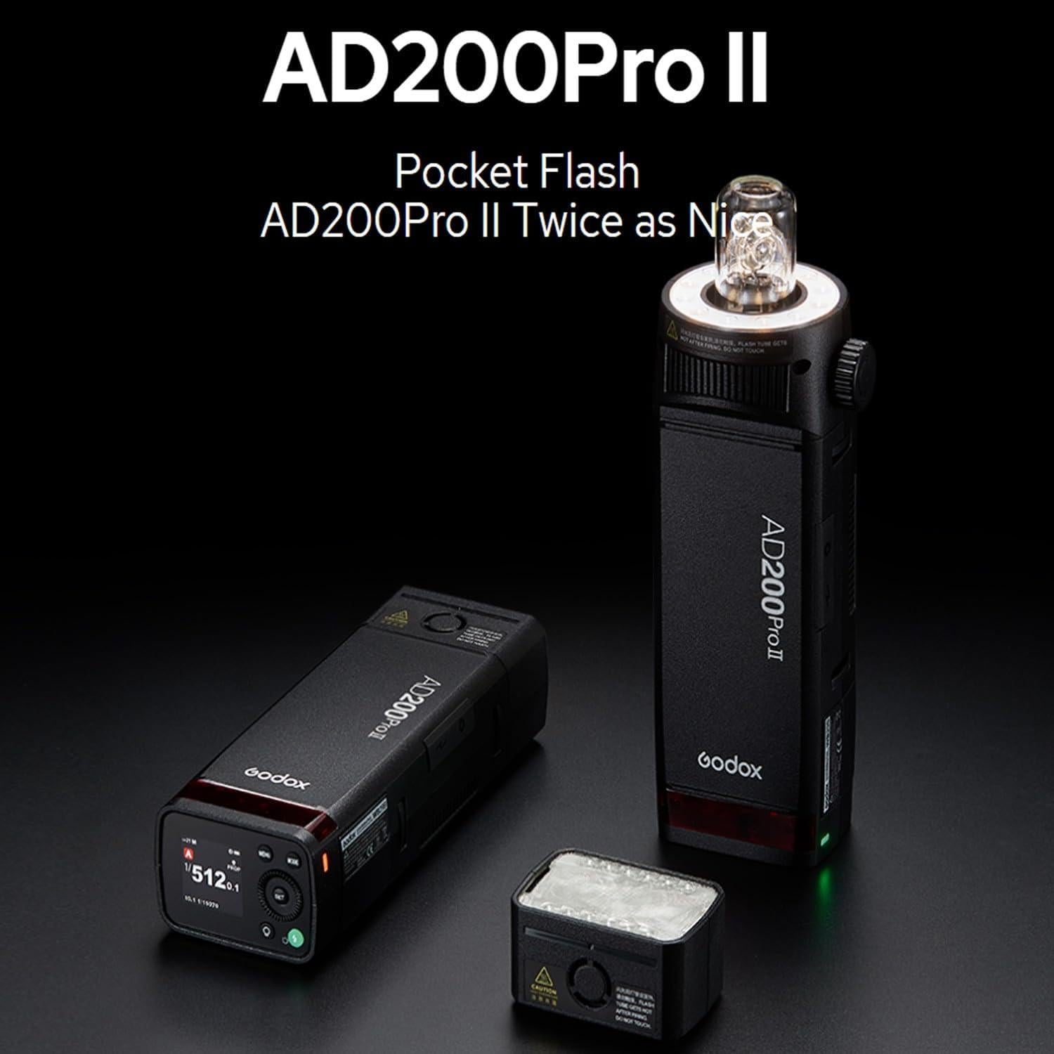 Flash Estroboscópico Godox AD200 Pro II 2.4G 500 Flashes