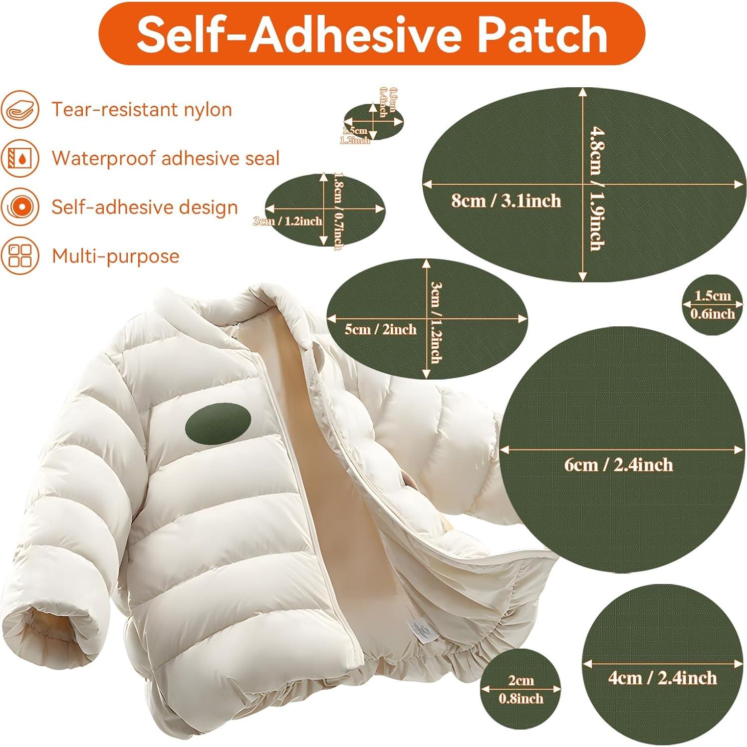 12 Parches de Reparación Autoadhesivos WILDREEDS Nylon Verde Militar