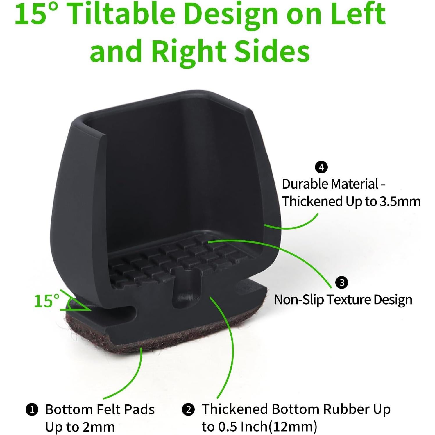 16 Protectores de Suelo para Patas de Sillas GAGUIUP - Negro