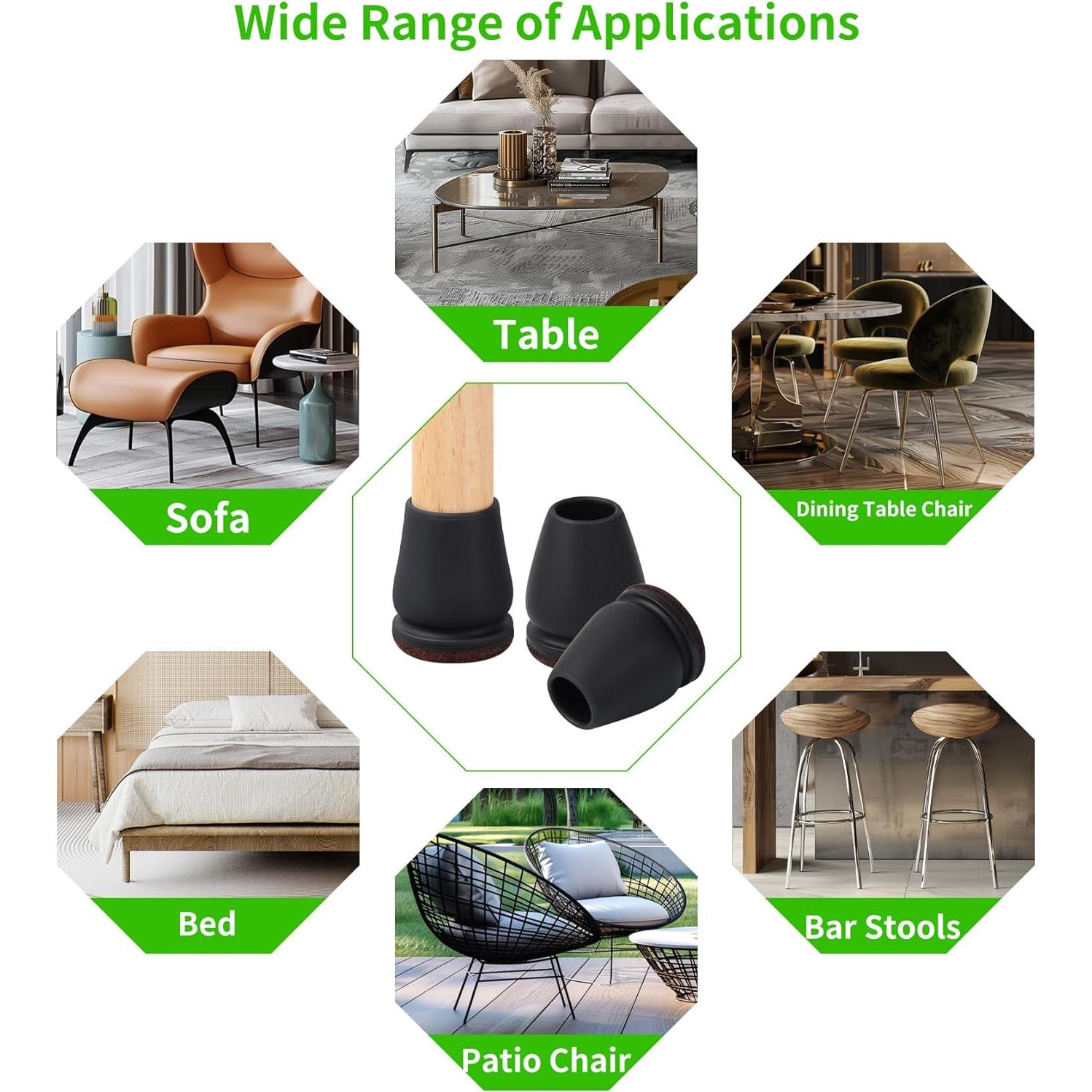 16 Protectores de Suelo para Patas de Sillas GAGUIUP - Negro