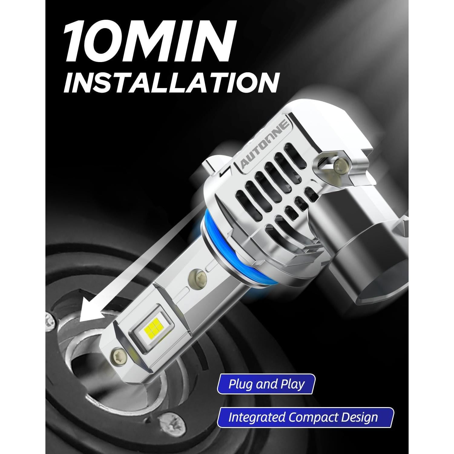 Bombillas LED AUTOONE 9012 HIR2 32000LM 6500K IP68 - Paquete de 2