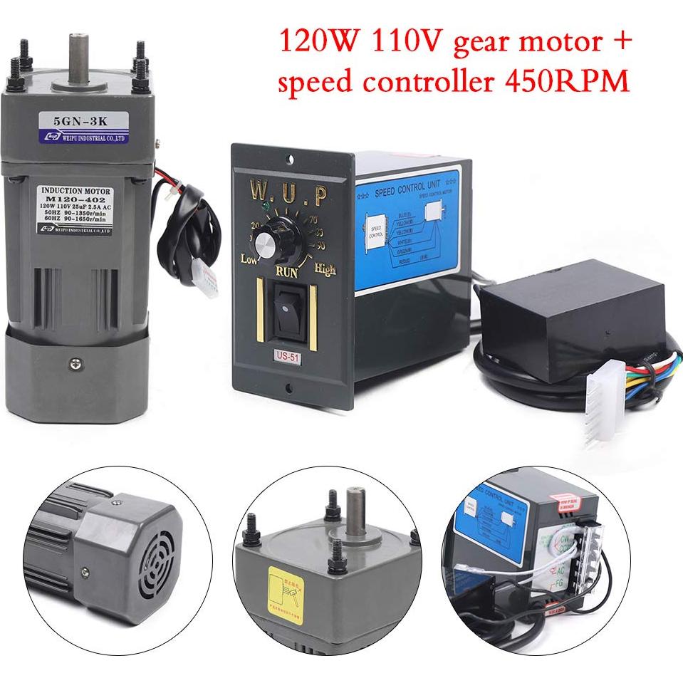 Motor de engranaje eléctrico CA 110V 120W 0-450 RPM YBkagut