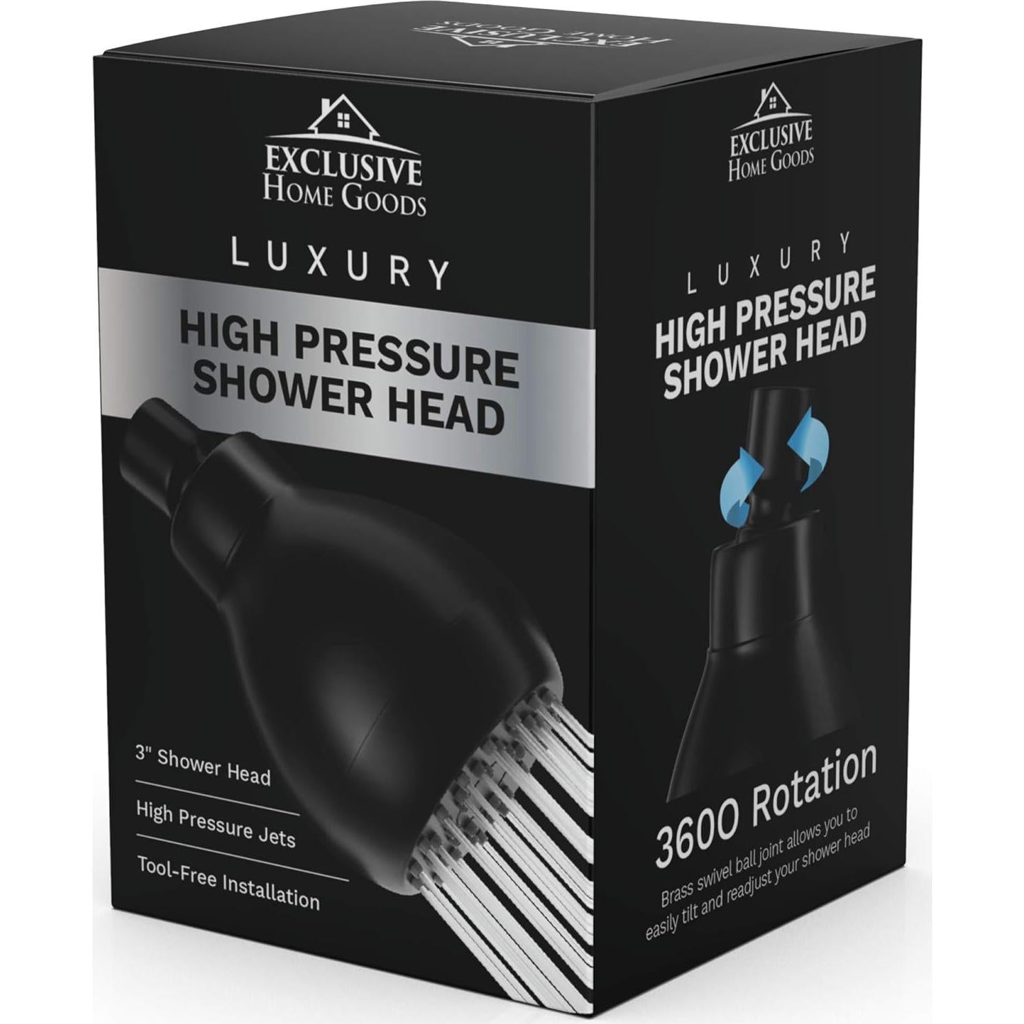 Cabezal de Ducha Alta Presión Heatsistence Negro Mate 1.8 GPM