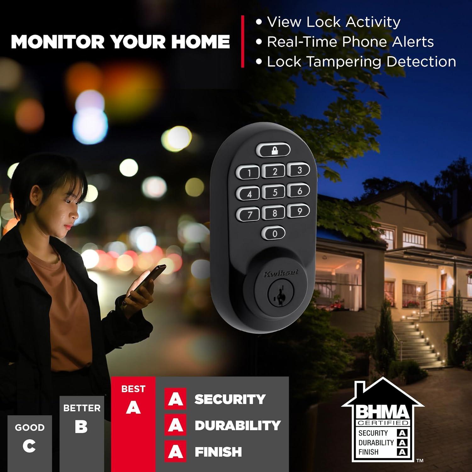 Cerradura Inteligente Wi-Fi Kwikset Halo Sin Llave Mate Negro