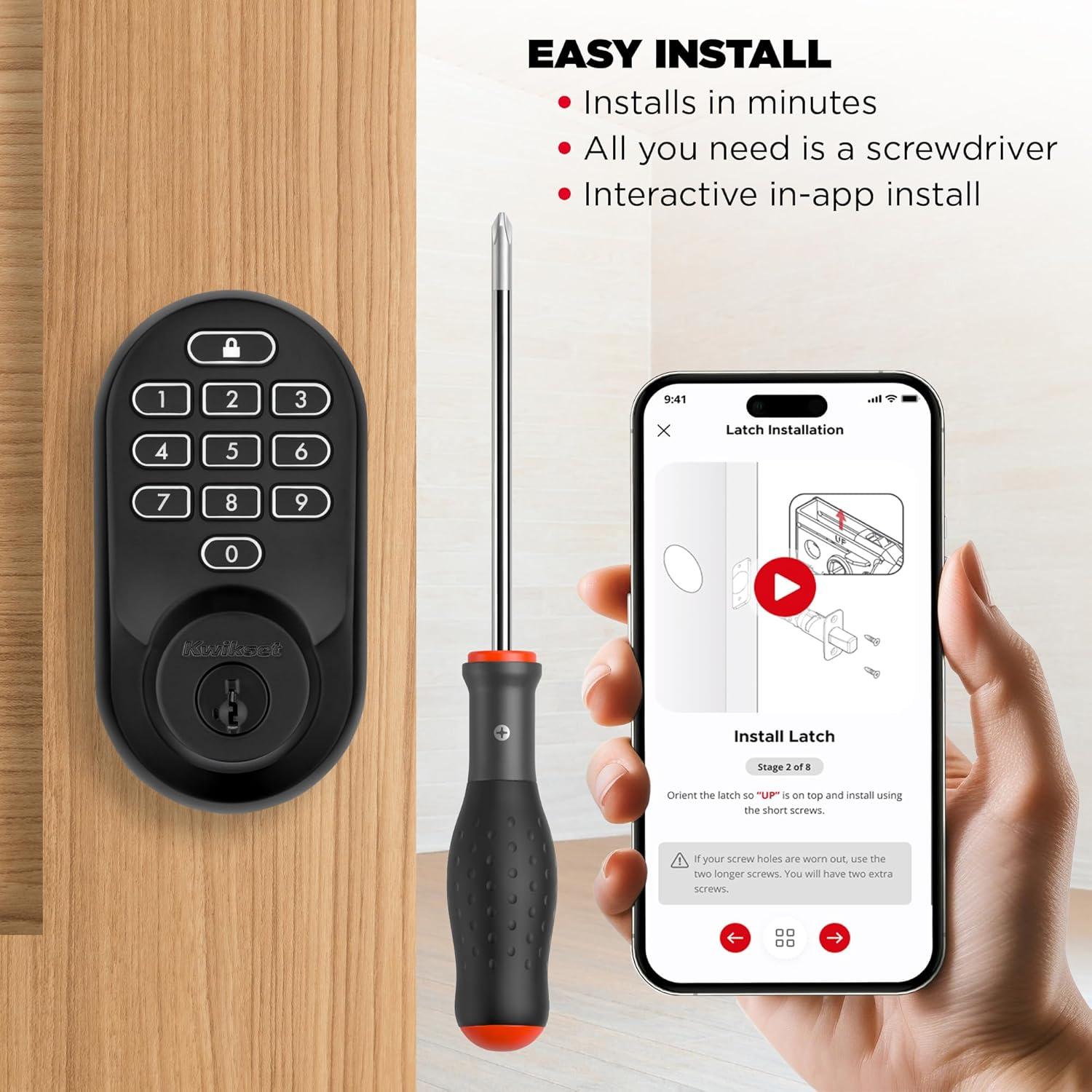 Cerradura Inteligente Wi-Fi Kwikset Halo Sin Llave Mate Negro