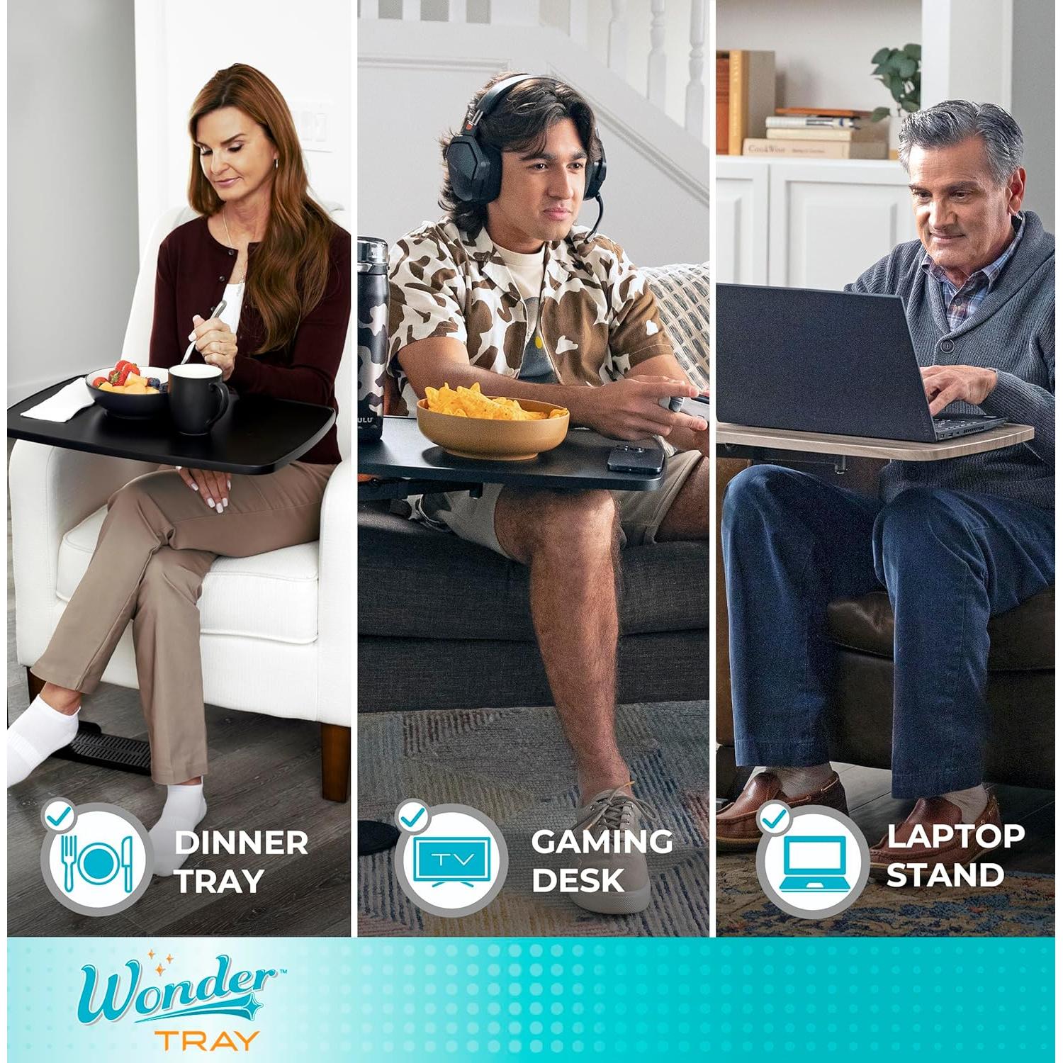 Bandeja Maravillosa Stander Ajustable para Sofá y Sillas - Negro