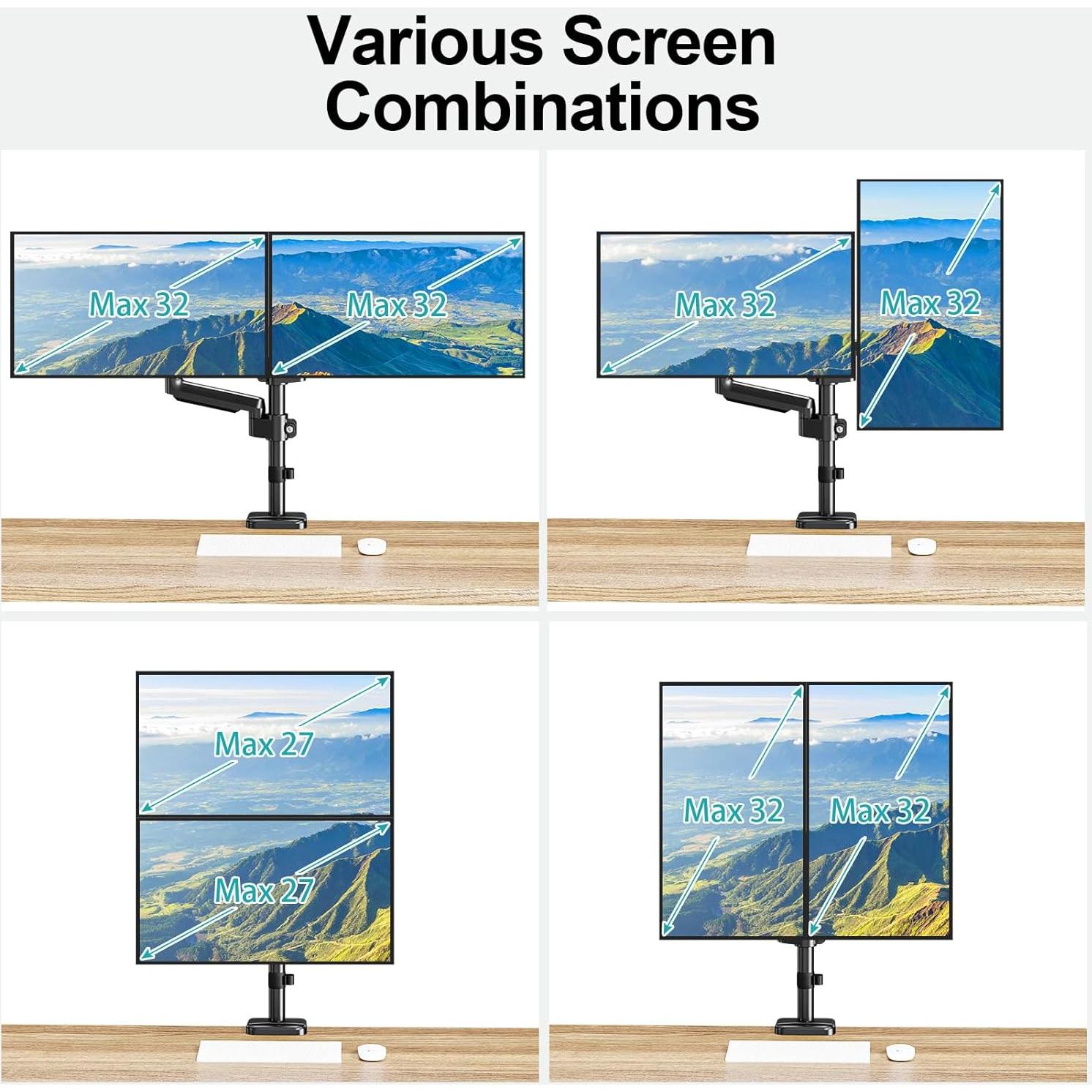 Soporte Doble para Monitor MOUNT PRO 13-32" Ajustable Negro