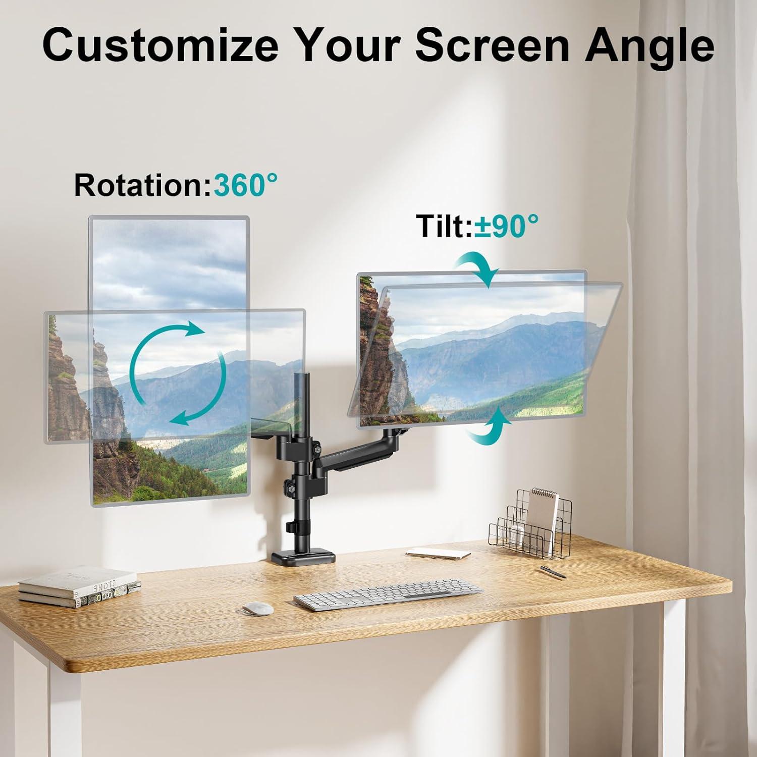 Soporte Doble para Monitor MOUNT PRO 13-32" Ajustable Negro