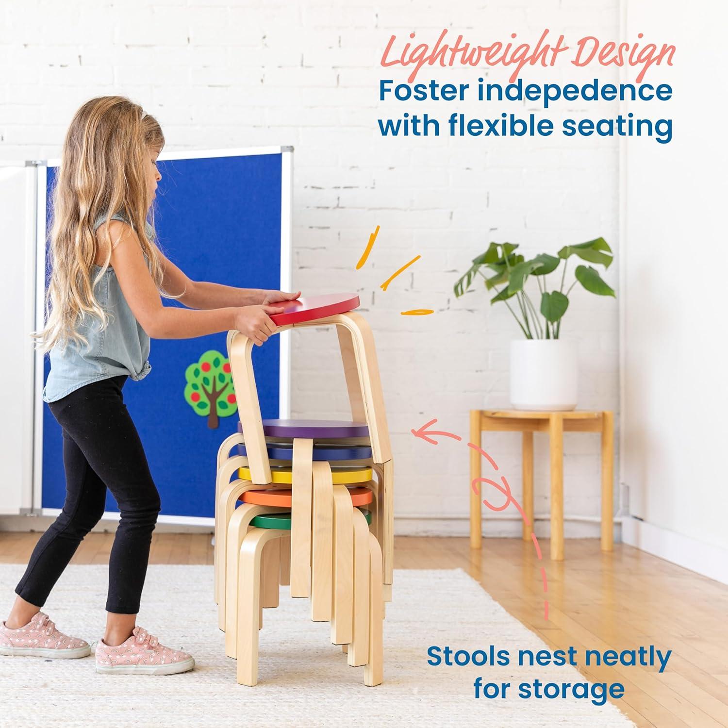 Juego de 6 Taburetes Apilables de Madera Curvada ECR4Kids