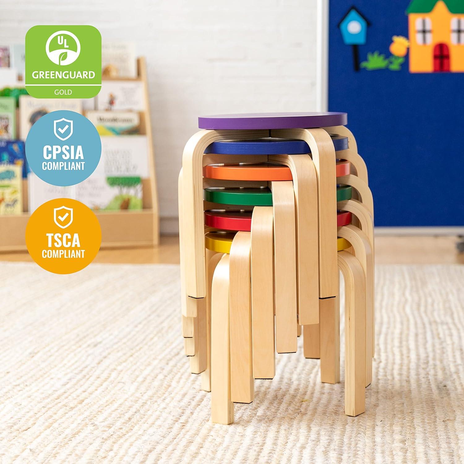 Juego de 6 Taburetes Apilables de Madera Curvada ECR4Kids